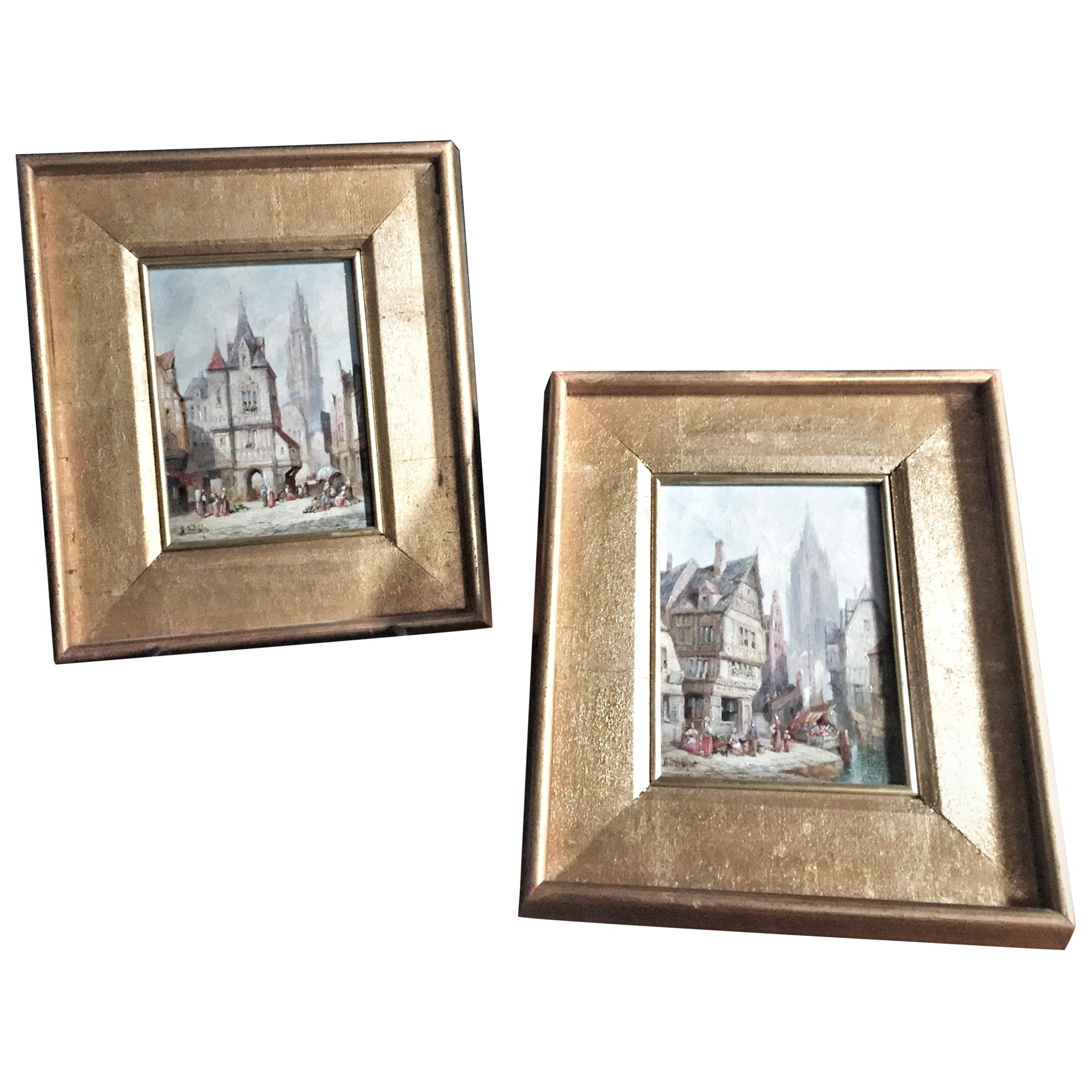 Henry Thomas Schäfer, a Pair of Oil on Canvas Architectural Paintings circa 1880
