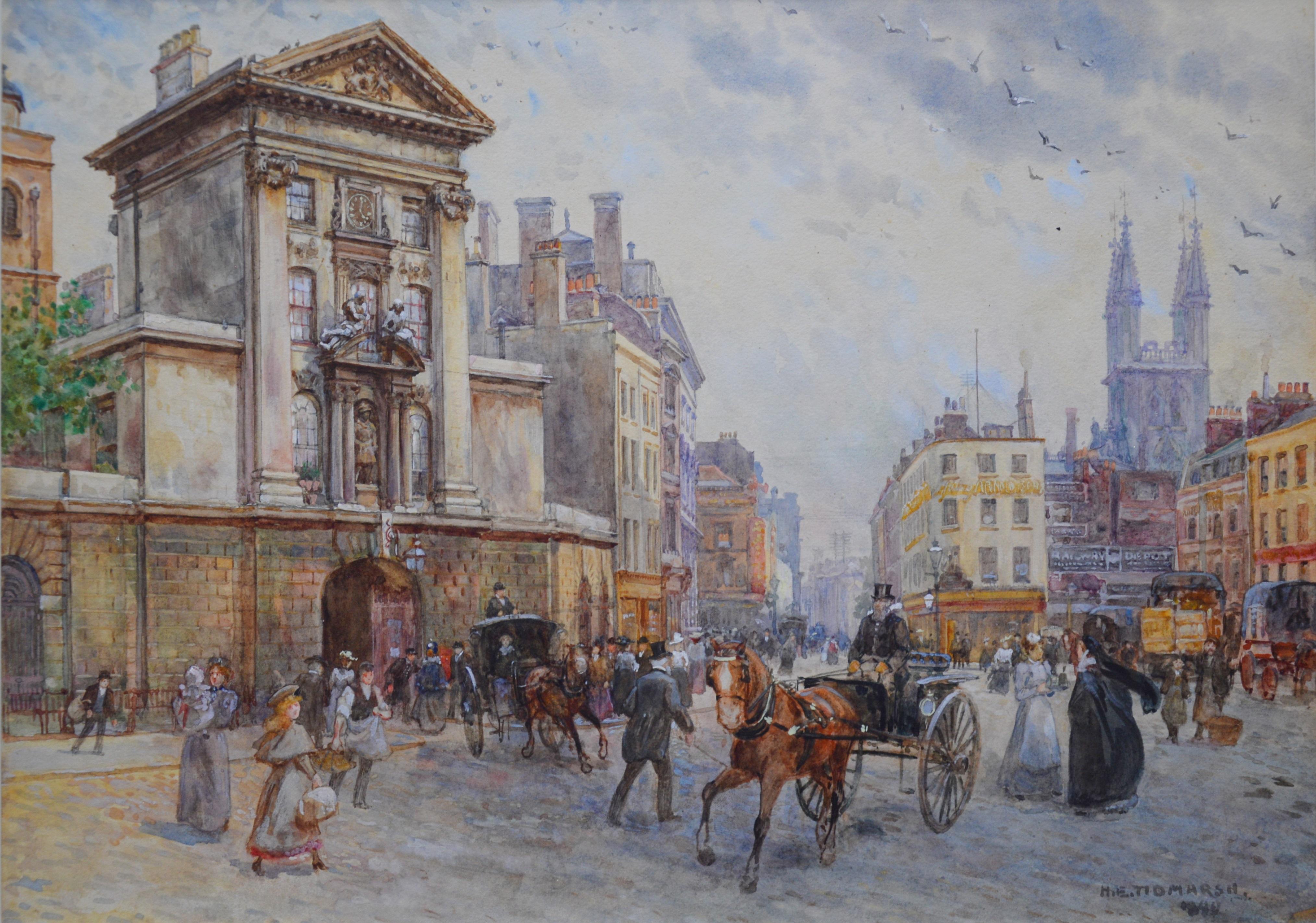 Henry Tidmarsh Landscape Art - Henry VIII’s Gate 1899 - 19th Century Watercolour of Victorian London