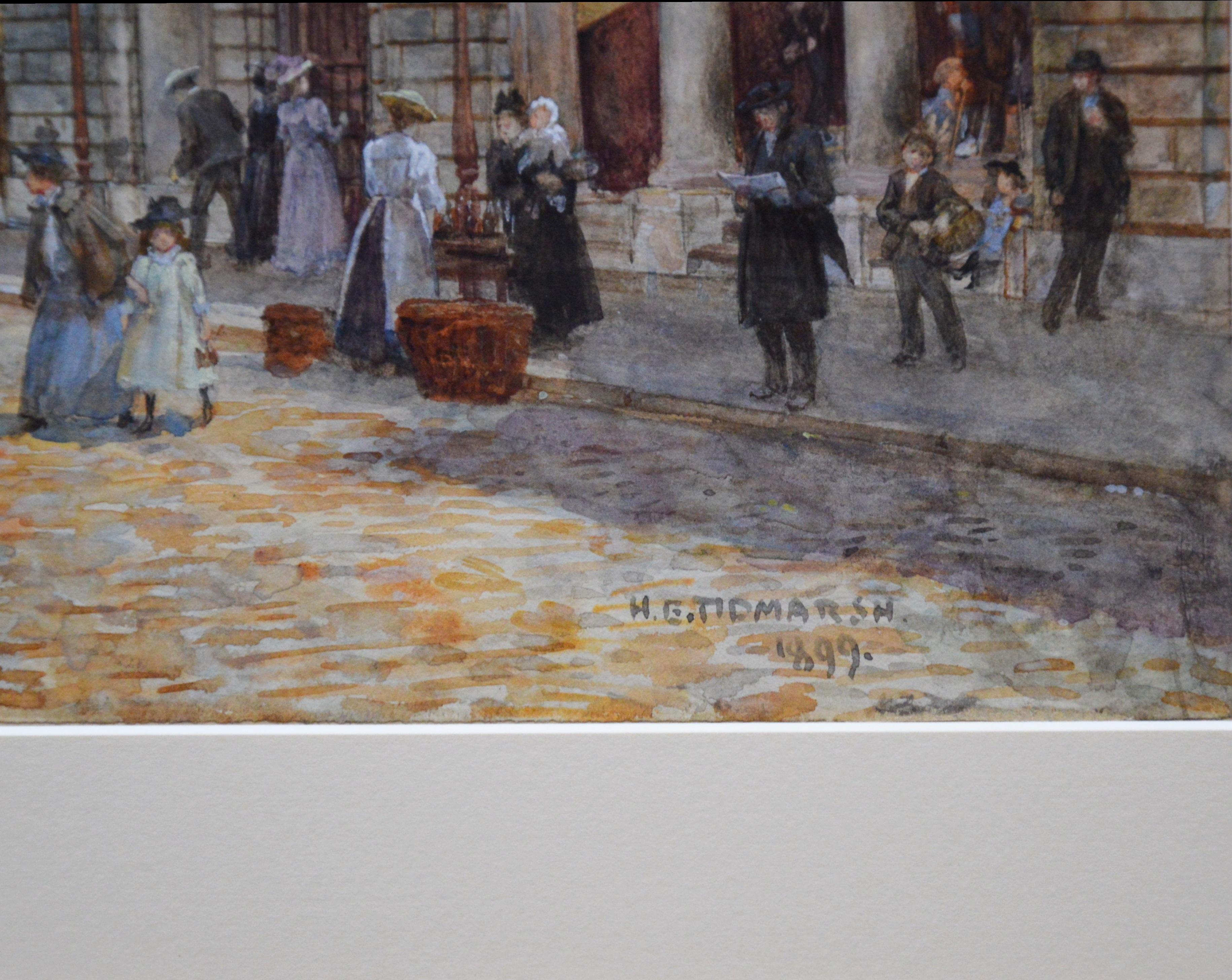‘St Bartholomew’s, Smithfield 1899’ by Henry Edward Tidmarsh (1855-1939).

This work has just been professionally conserved with acid-free mount, re-glazed behind Museum Glass and re-hung in a superb quality bespoke gold metal leaf frame. Clients