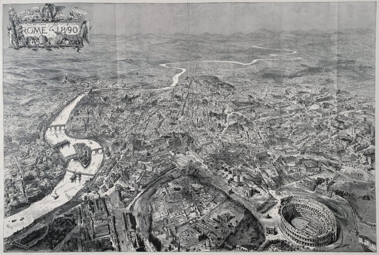 Henry Tidmarsh Landscape Print - 1`890 Birds Eye View of Rome 