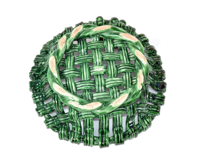Corbeille à Fruits En Céramique Verte – Vallauris – Années 1950/60 – Signée