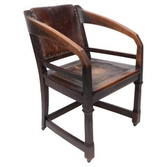 Henry van de Velde Stile di Una poltrona in rovere Arts & Crafts pelle originale