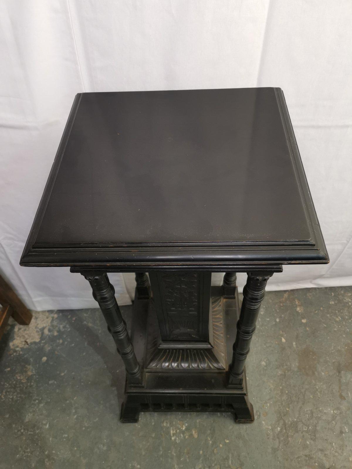 Late 19th Century Henry W Batley Aesthetic Movement Ebonised Pedestal Stand with Carved Sunflowers For Sale