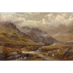 Henry W Henley, Misty Upland Landscape With Stream