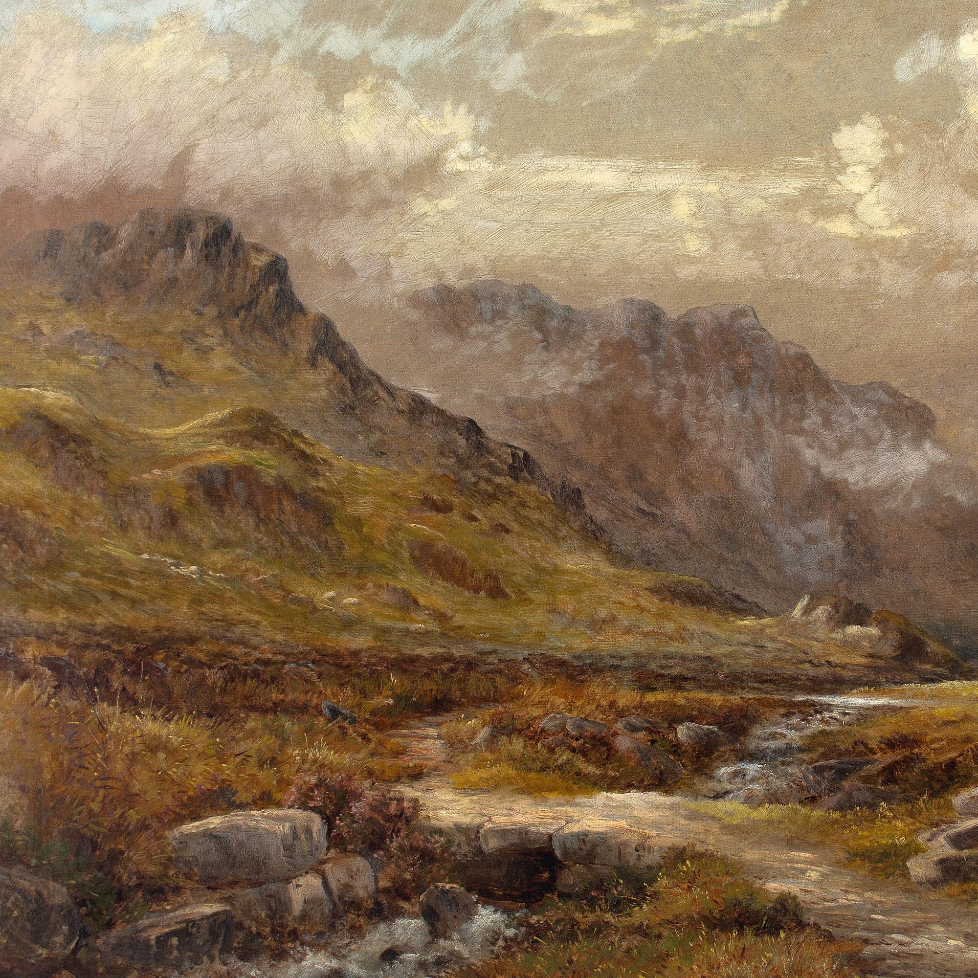 Henry W Henley, Misty Upland Landscape With Stream For Sale 4