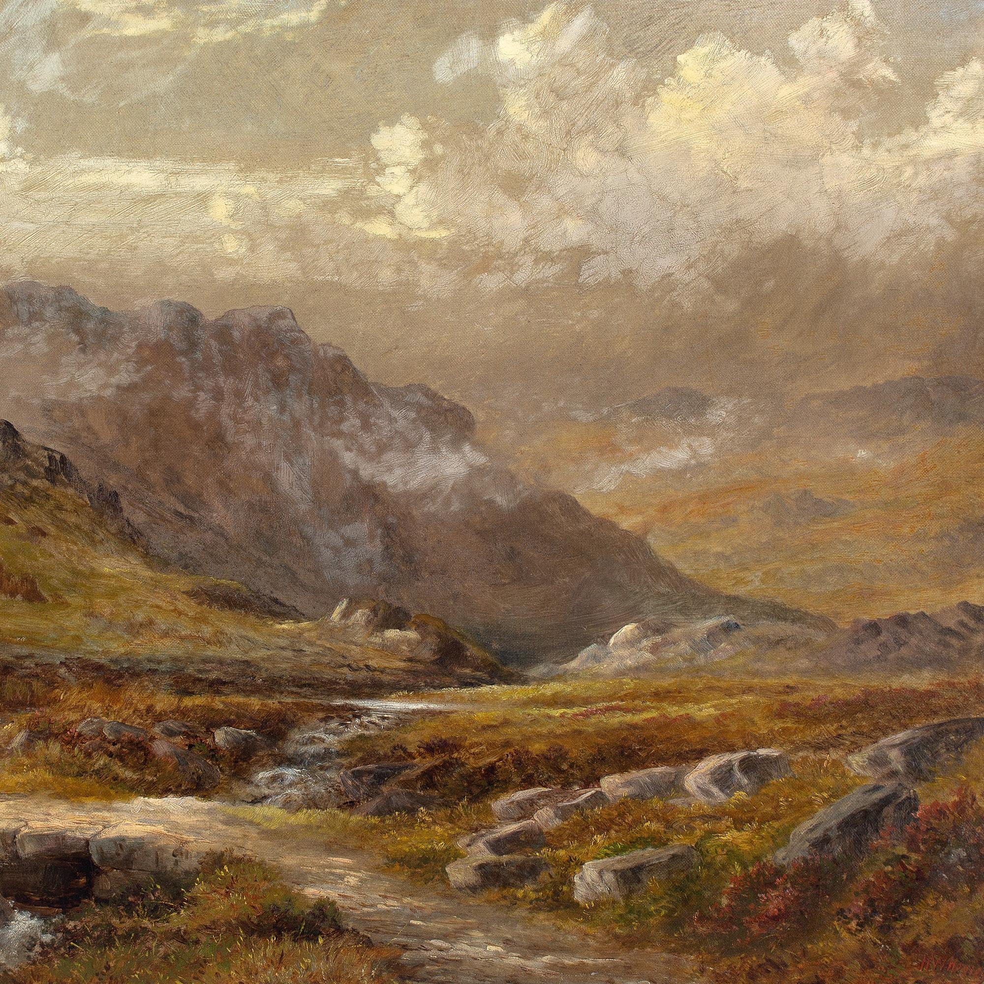 Henry W Henley, Misty Upland Landscape With Stream For Sale 5