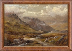 Henry W Henley, Misty Upland-Landschaft mit stromlinienförmiger Landschaft