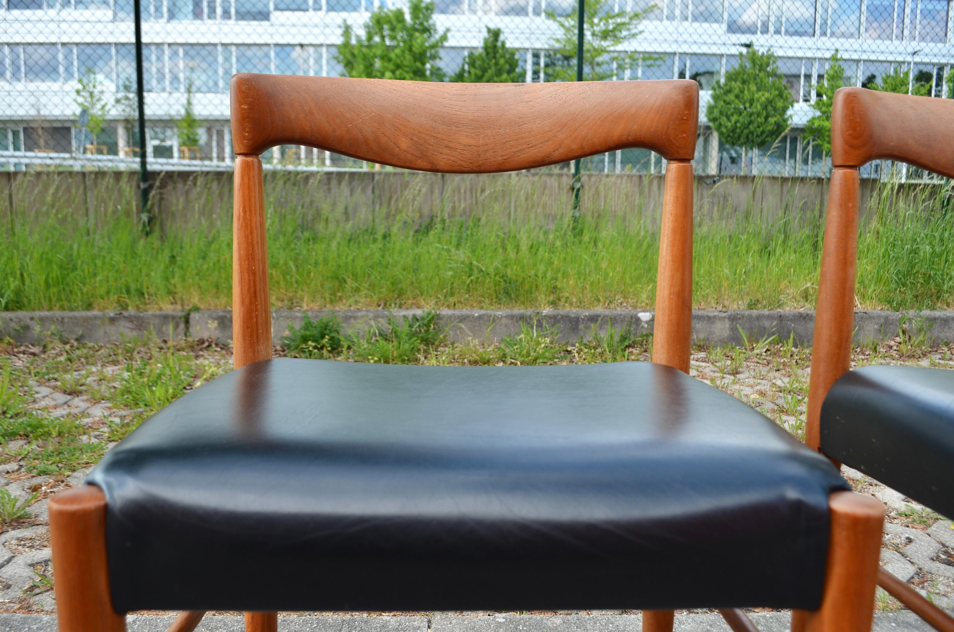 Henry W. Klein Cognac black aniline Leather Dining Chairs for Bramin Set of 4 For Sale 7