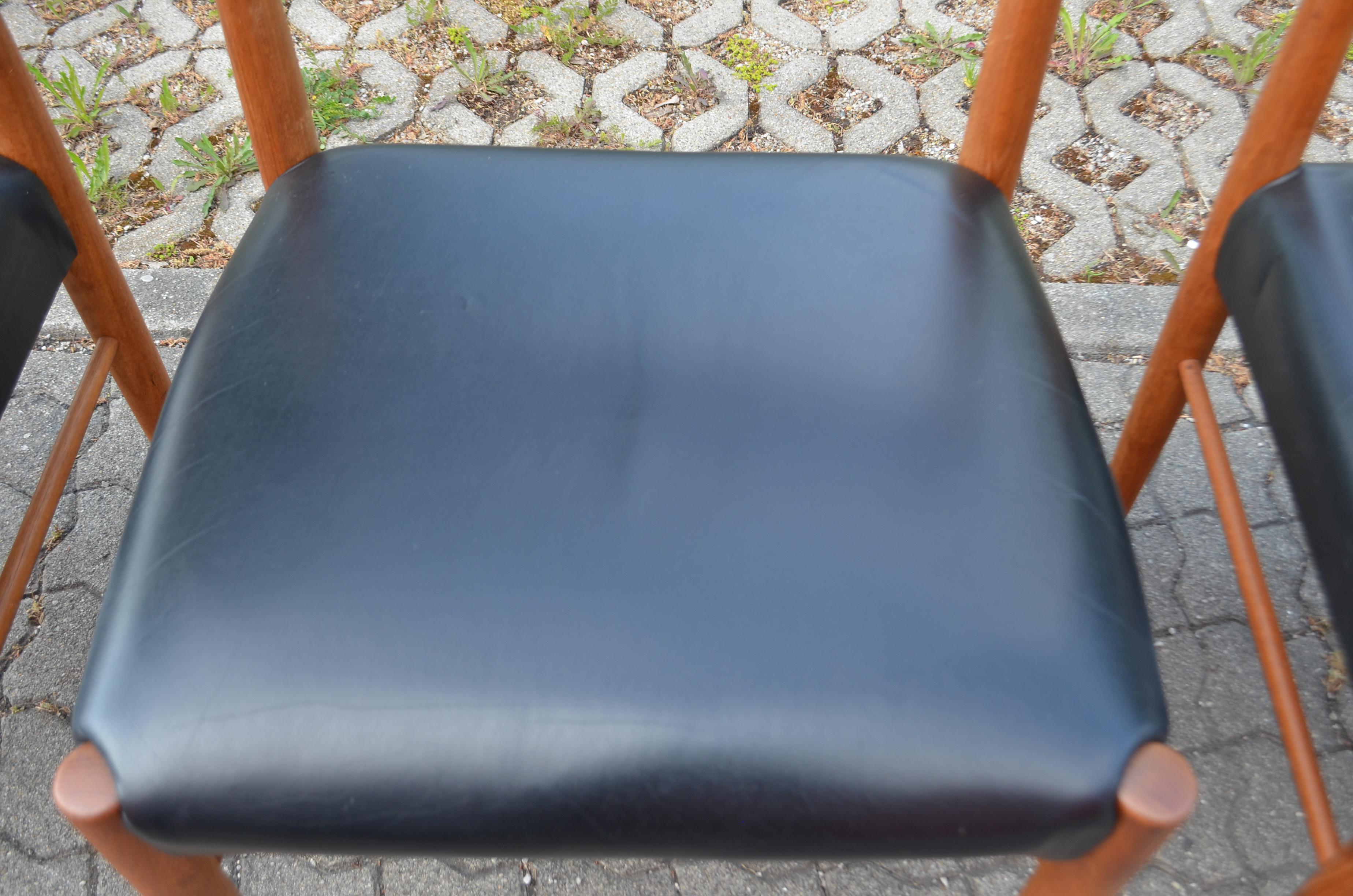 Henry W. Klein Cognac black aniline Leather Dining Chairs for Bramin Set of 4 For Sale 11