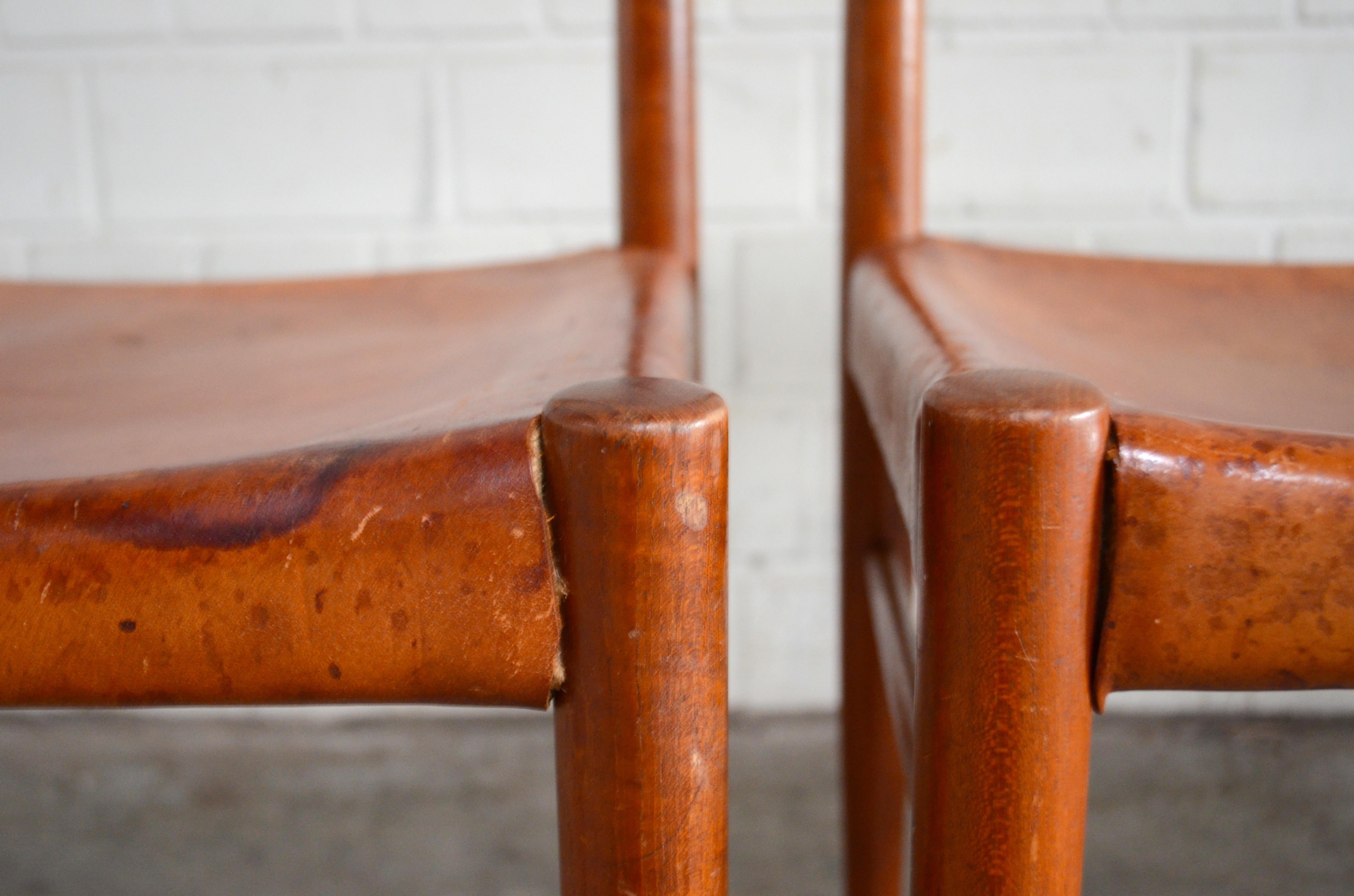 Set von 4 Cognacfarbenen Sattelleder-Esszimmerstühlen von Henry W. Klein für Bramin 3