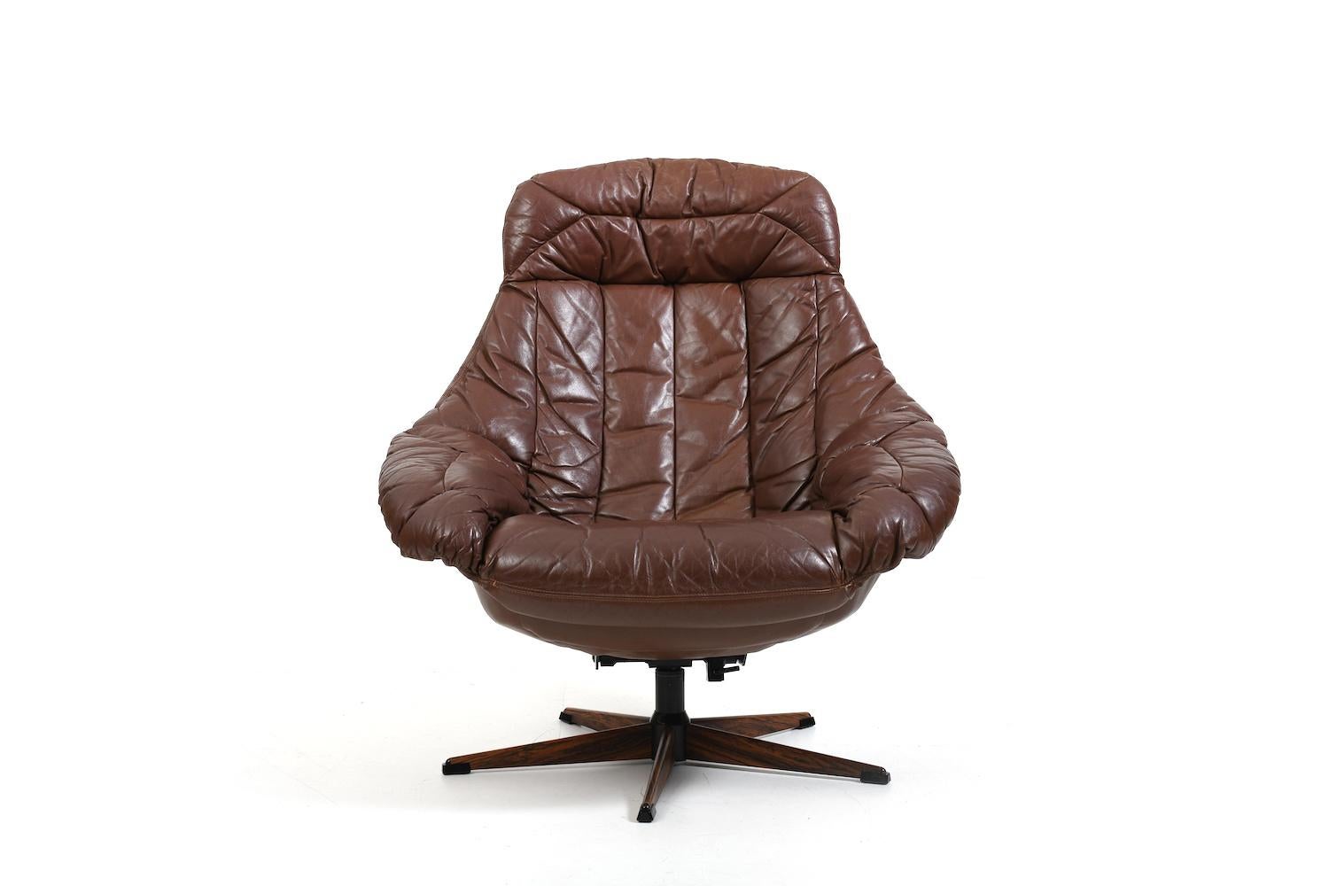 Steel Henry W. Klein Leather Swivel Lounge Chair 1960s For Sale