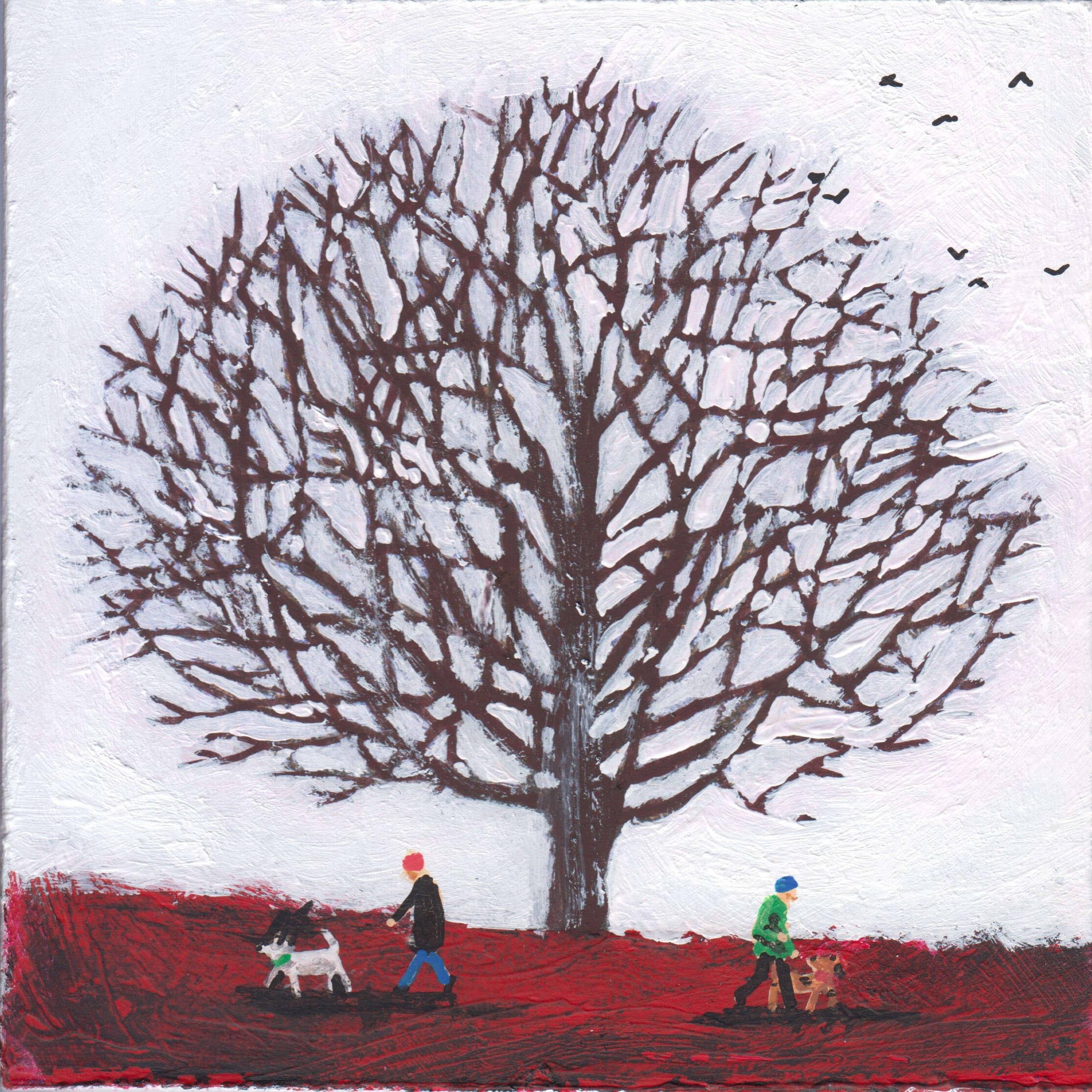 „Familiar IX“, Originalgemälde, Acryl auf Holzplatte, zeitgenössisch
