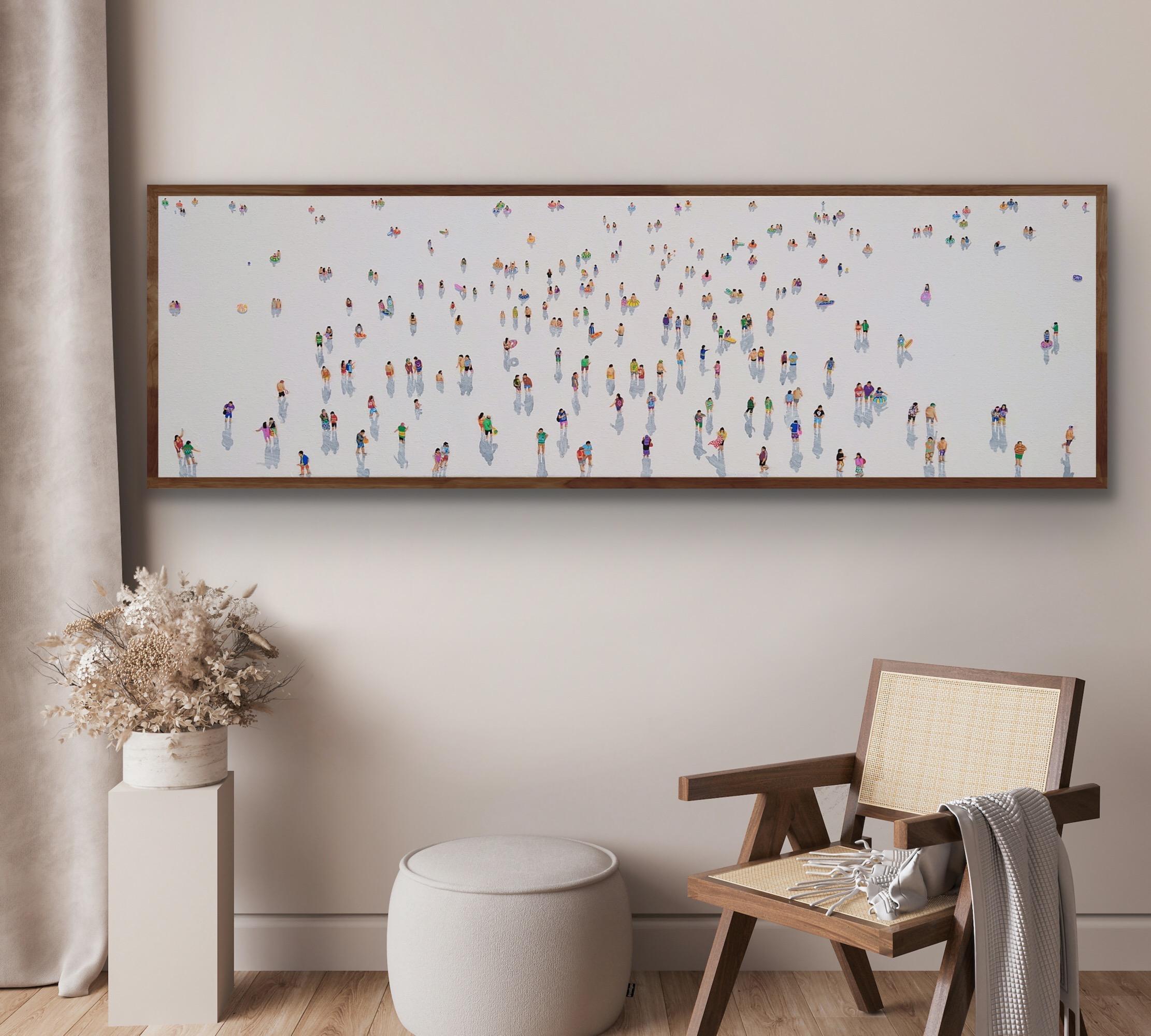 Immerse XXVIII, peinture originale, paysage, personnes, figurative, cyclisme en vente 1
