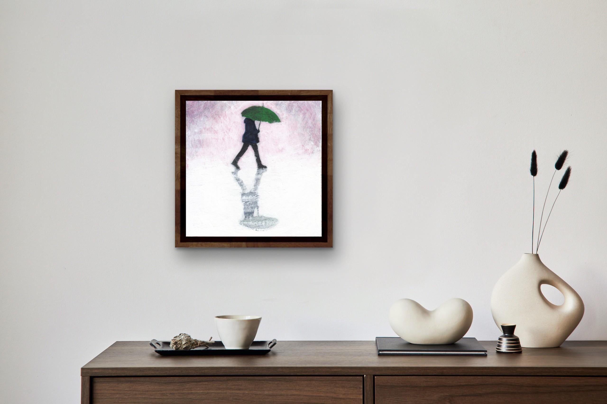 Parapluie XX by Henry Walsh [2022]

Parapluie XX by Henry Walsh is an original acrylic painting on a wooden board that features a man with an umbrella on a walk. Henry Walsh’s work begin with snapshots of busy life and by a process of elimination,