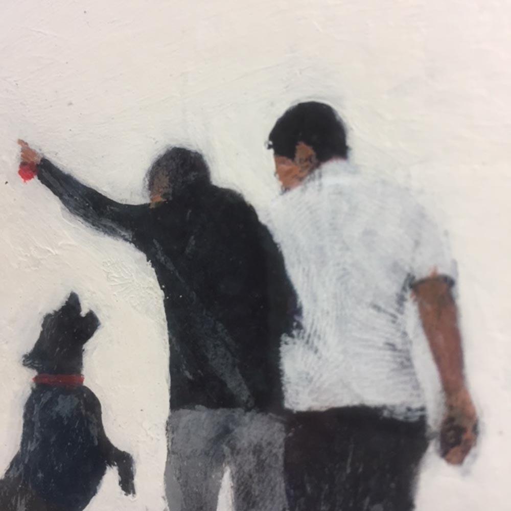 Retrieve I, Original Painting, Landscape, People, Dog, walk For Sale 3