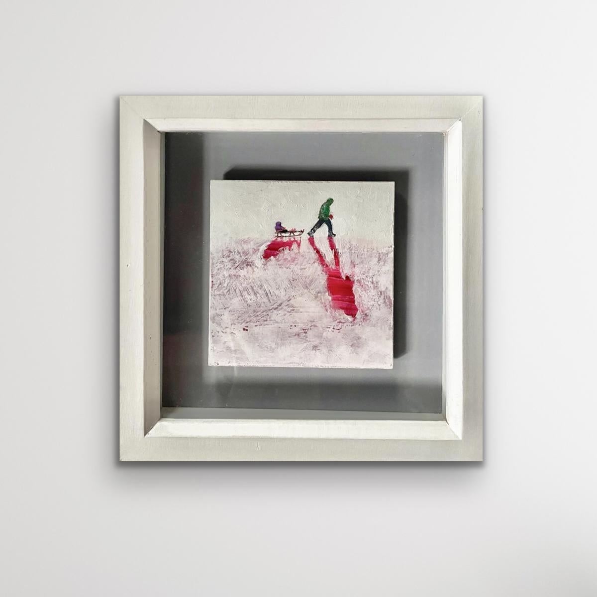 Skirr  VII, Figurative Painting, Miniature Painting, Sledge Snow Art, Landscape  For Sale 6