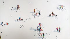 Tellurians XVIII, Original Painting, Landscape, People, Winter, Sport, Snow