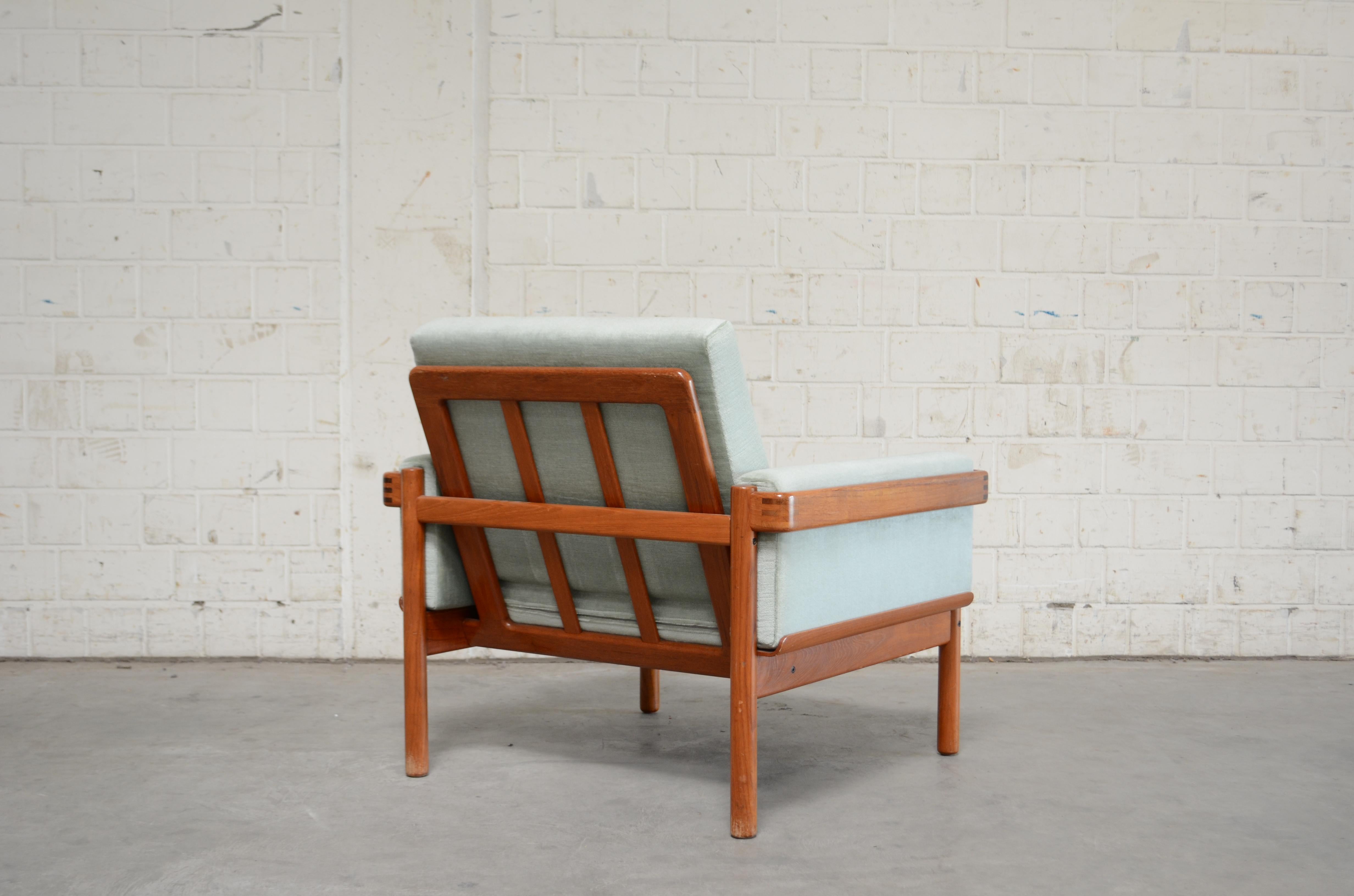 Fabric Henry Walter Klein Danish Modern Pair of Teak Easy Chair for Bramin