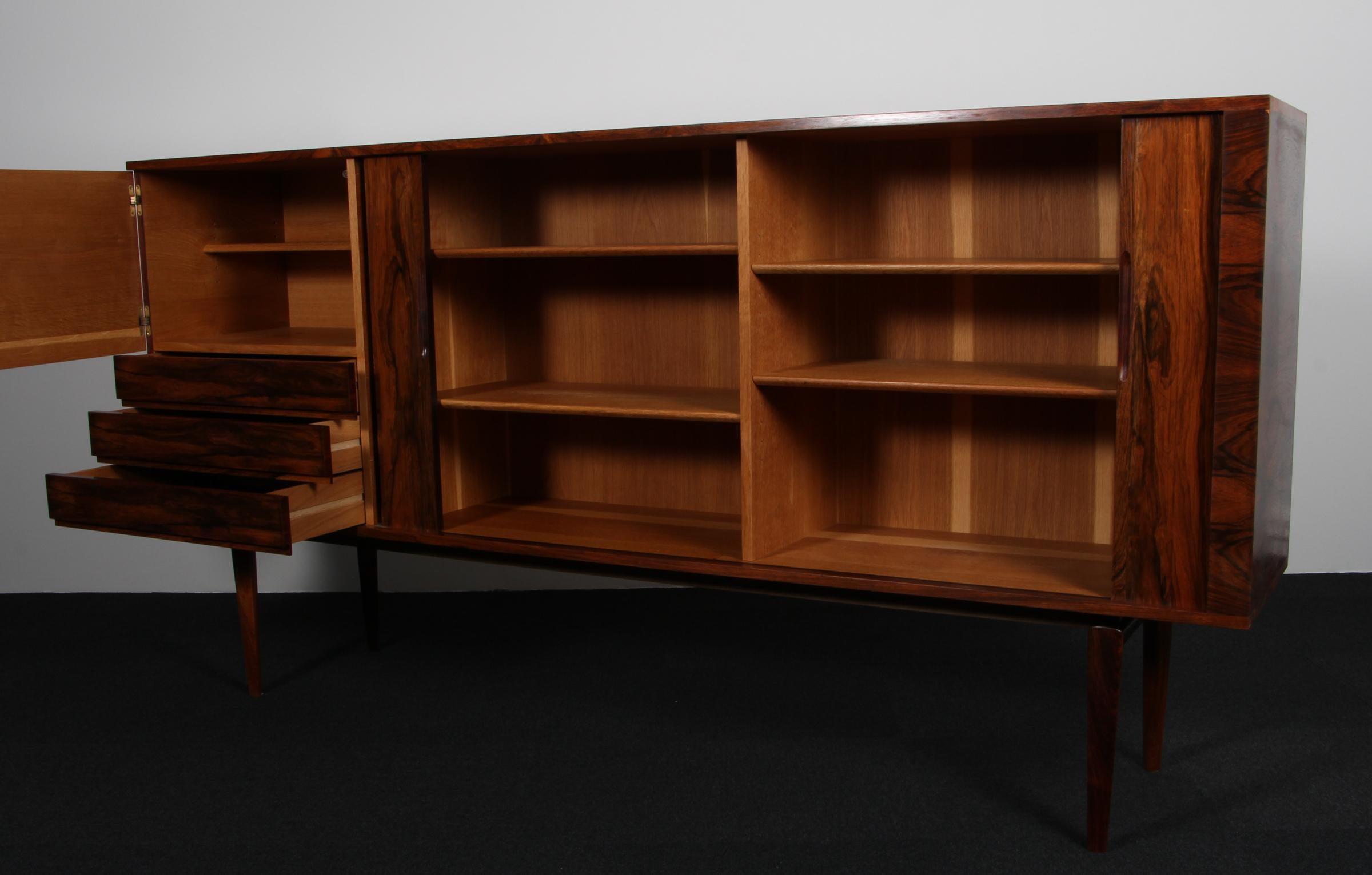 Aluminum Henry Walther Klein Scandinavian Midcentury rosewood Sideboard, 1950s For Sale