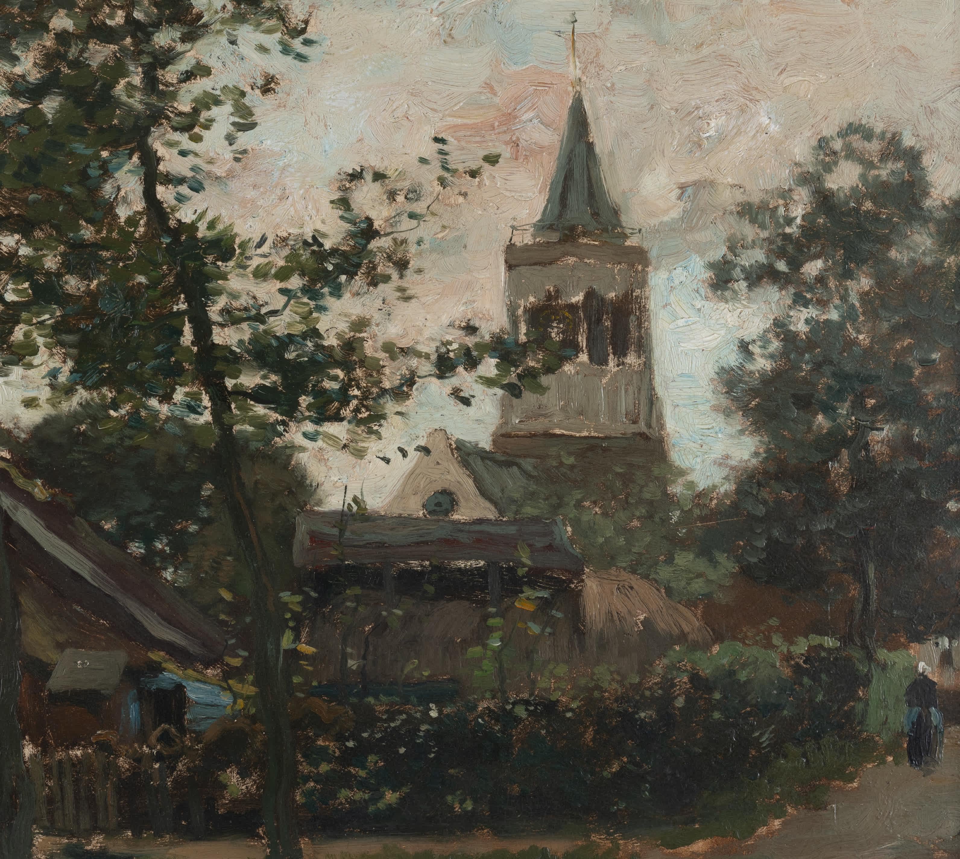 Morning in the Village - Impressionist Painting by Henry Ward Ranger