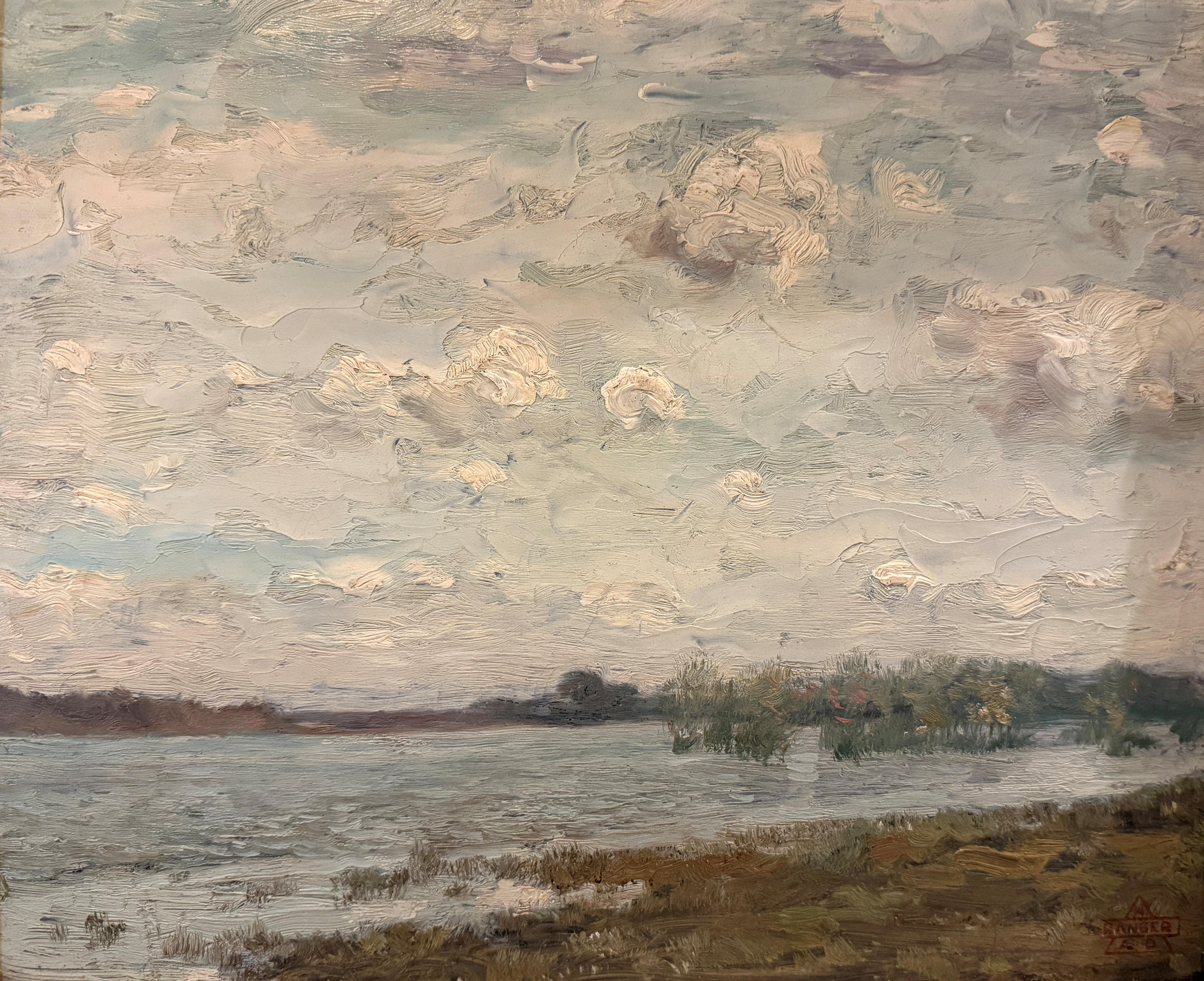 "Seascape" Henry Ward Ranger, scène côtière impressionniste, ciel atmosphérique.