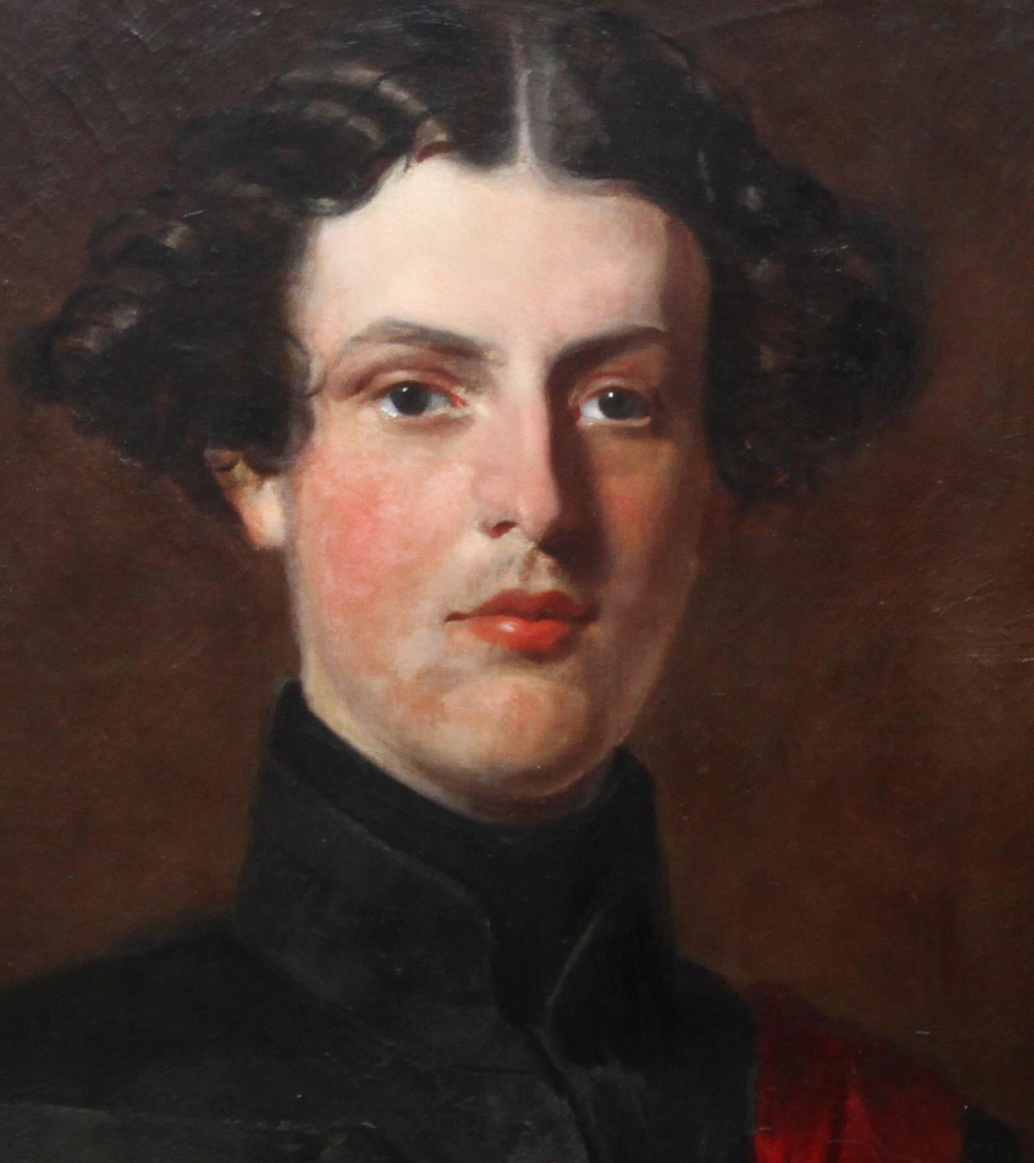 Ce superbe portrait militaire à l'huile est l'œuvre du c�élèbre portraitiste britannique Henry Weigall, peint vers 1880. Le modèle est l'honorable Edward Brownlow, comme l'indique l'inscription au verso. Son uniforme militaire, composé d'une tunique