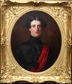 Antique Military Portrait of Hon Edward Brownlow - British 19th century art oil painting