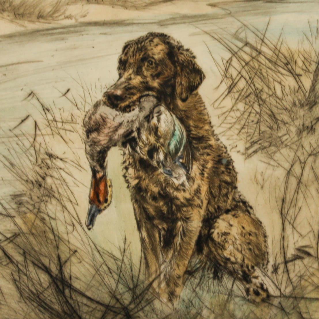 Henry Wilkinson RE (1921-2011) - Framed 20th Century Etching, Golden Labrador For Sale 3