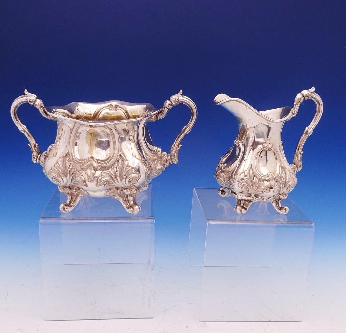 Henry Wilkinson Silverplate Tea Set 6pc with 3-D Bird Finials c. 1860's  In Fair Condition In Big Bend, WI