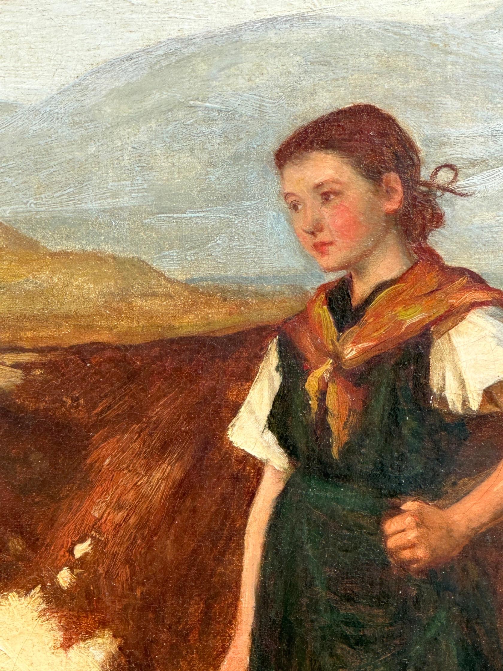 Schottische Bauern des 19. Jahrhunderts mit Kühen, Schafen und Hunden in den Highlands im Angebot 1