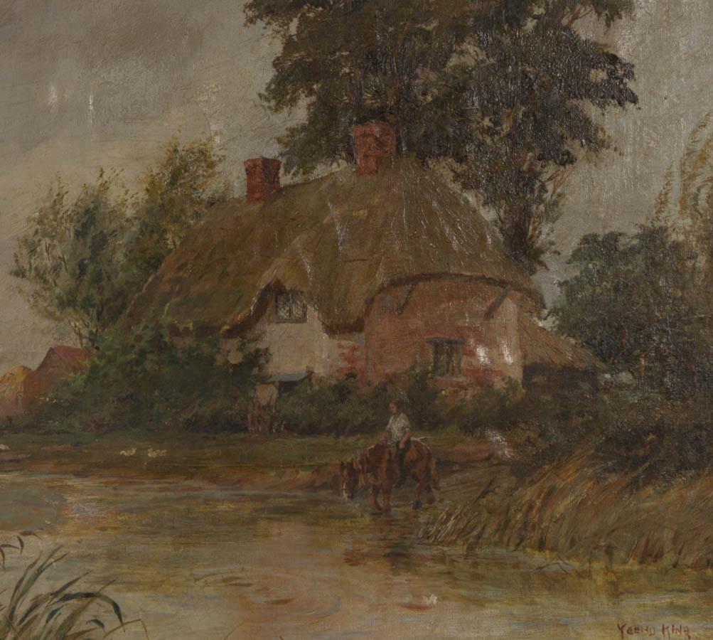 Henry Yeend King – signiertes und gerahmtes Ölgemälde, Tudor Cottage, 19. Jahrhundert im Angebot 1