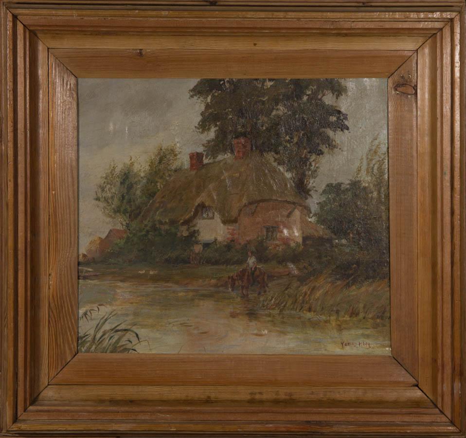 Henry Yeend King – signiertes und gerahmtes Ölgemälde, Tudor Cottage, 19. Jahrhundert