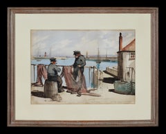 Henry George Gawthorn Fishermen Newlyn Cornwall Great Western Railway watercolor