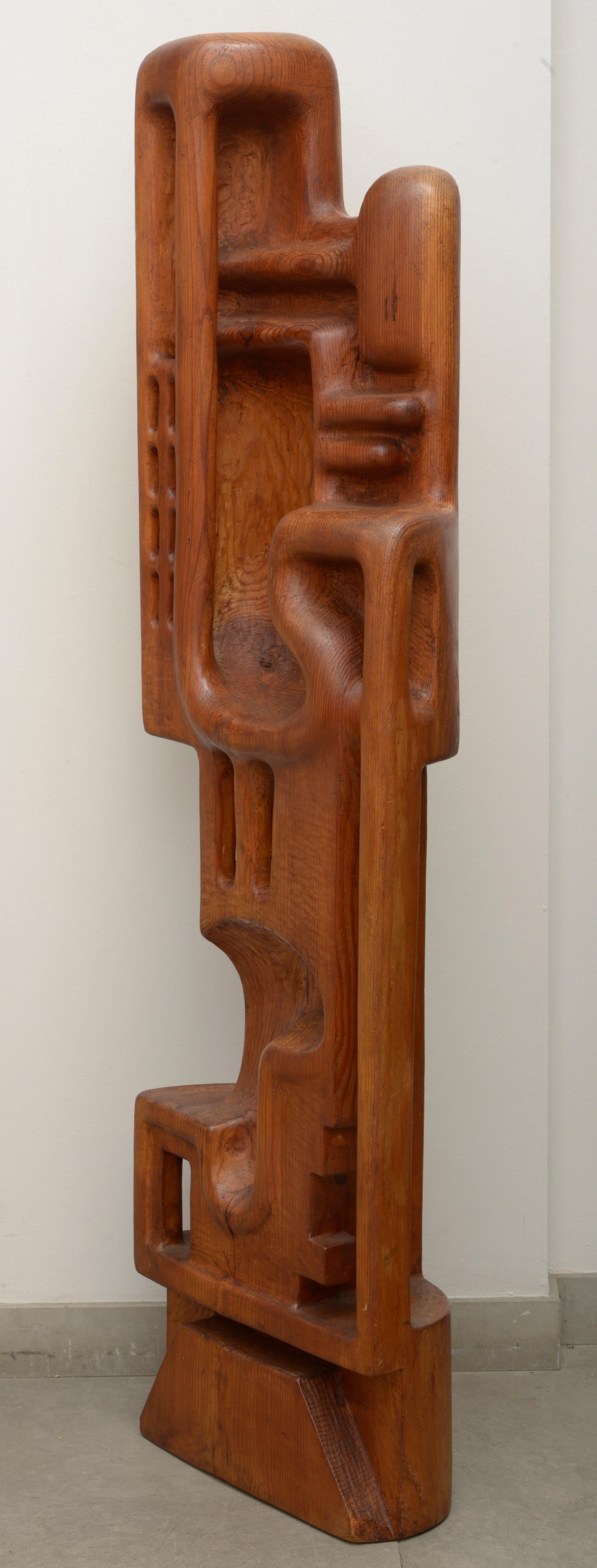 Henryk Burzec abstract solid pitchpin sculpture.