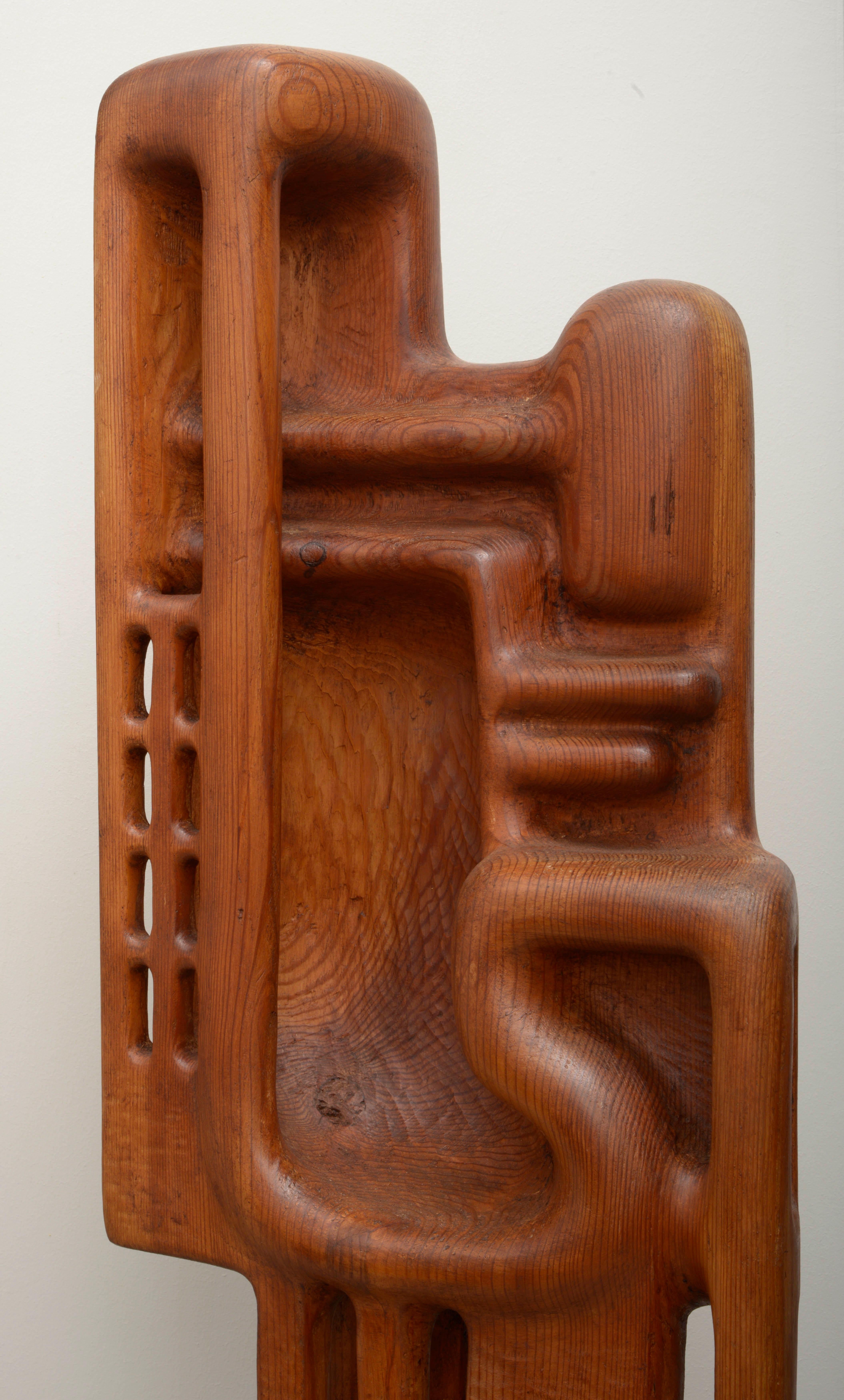 Henryk Burzec 1970s Wood Sculpture In Good Condition For Sale In Brussels, BE