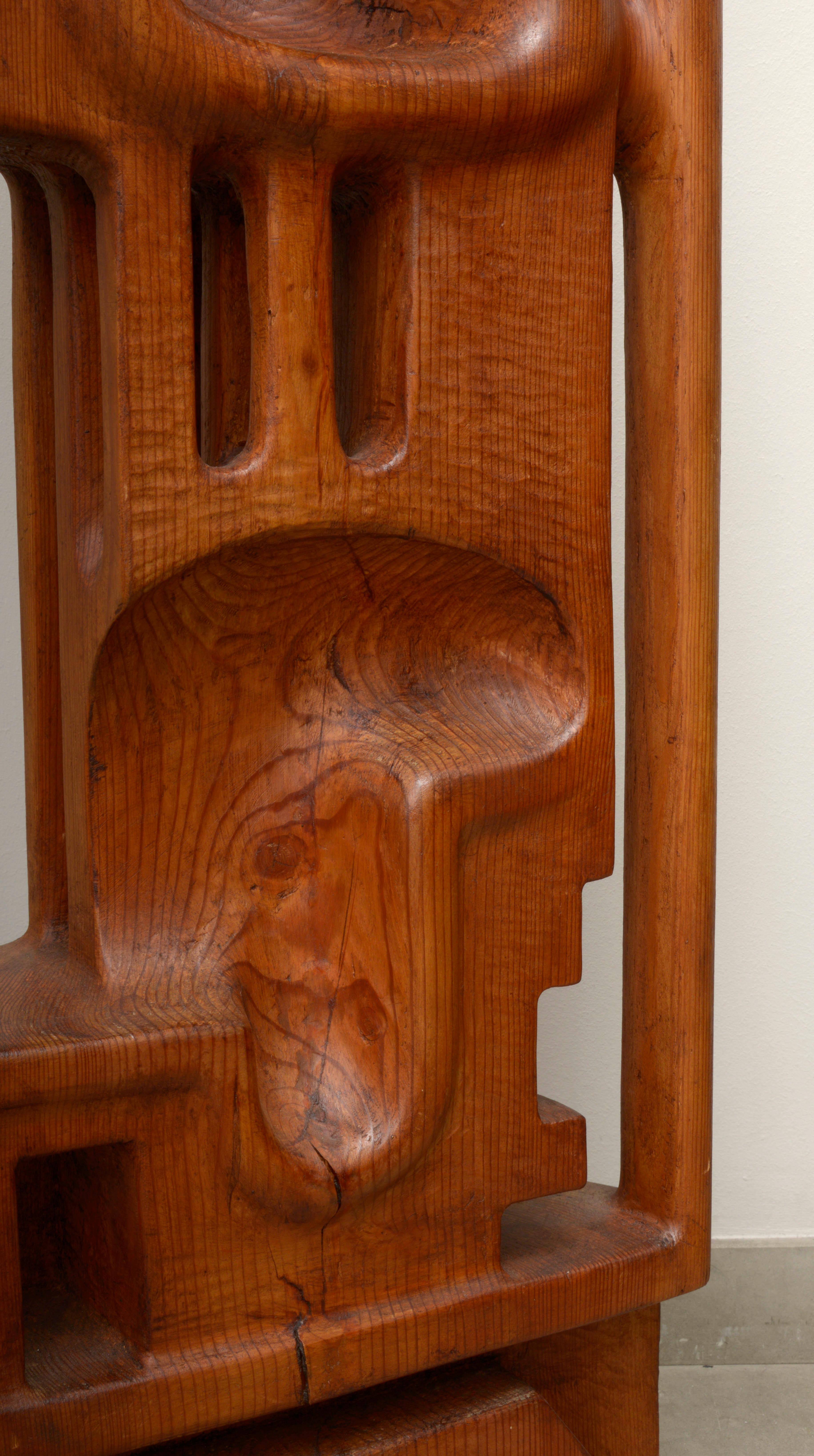 20th Century Henryk Burzec 1970s Wood Sculpture For Sale