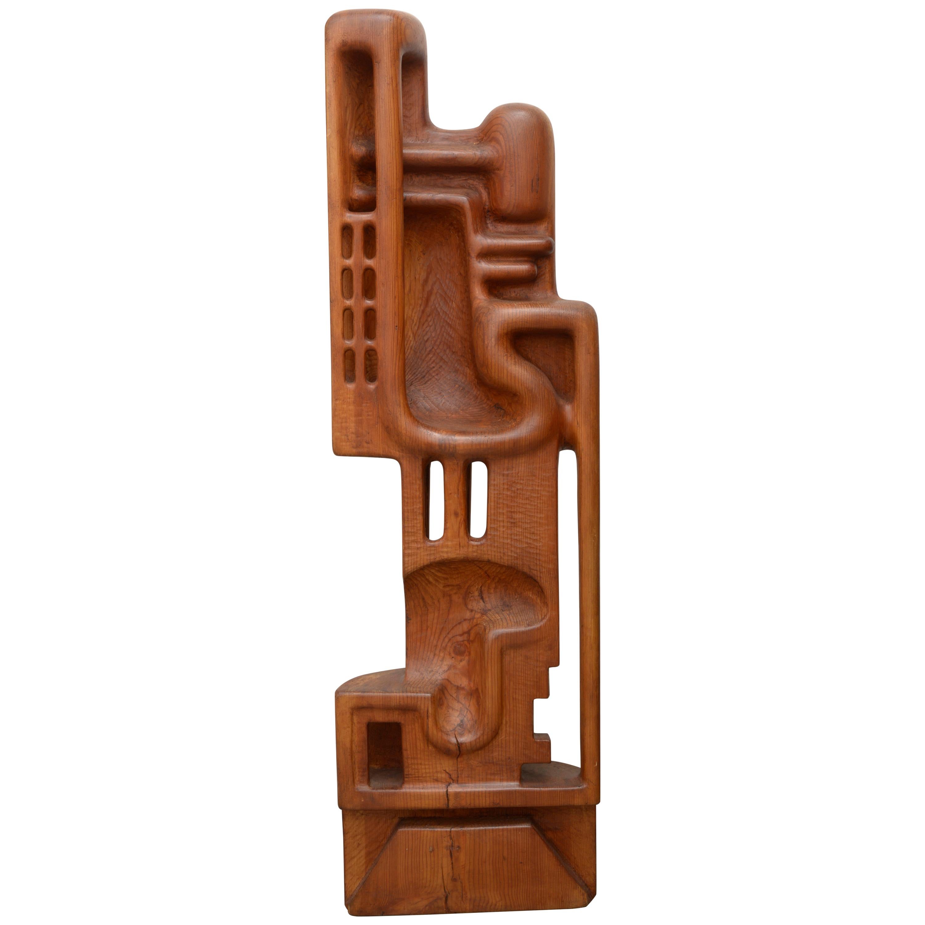 Henryk Burzec 1970s Wood Sculpture For Sale