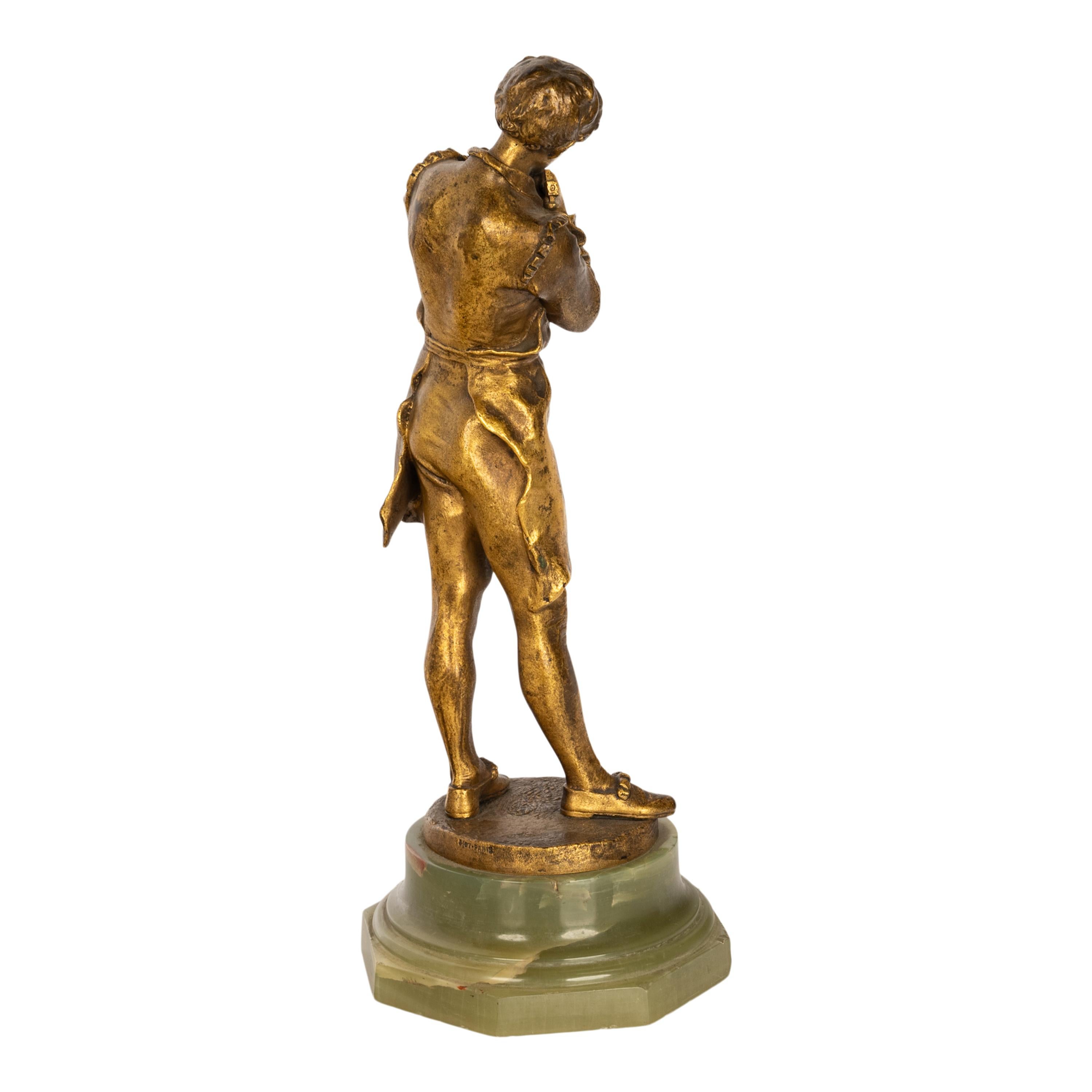 Antique French Polish Bronce Dorado Estatua Escultura Figura Espadachín 1890 - Figurative Sculpture Oro de Henryk II Kossowski