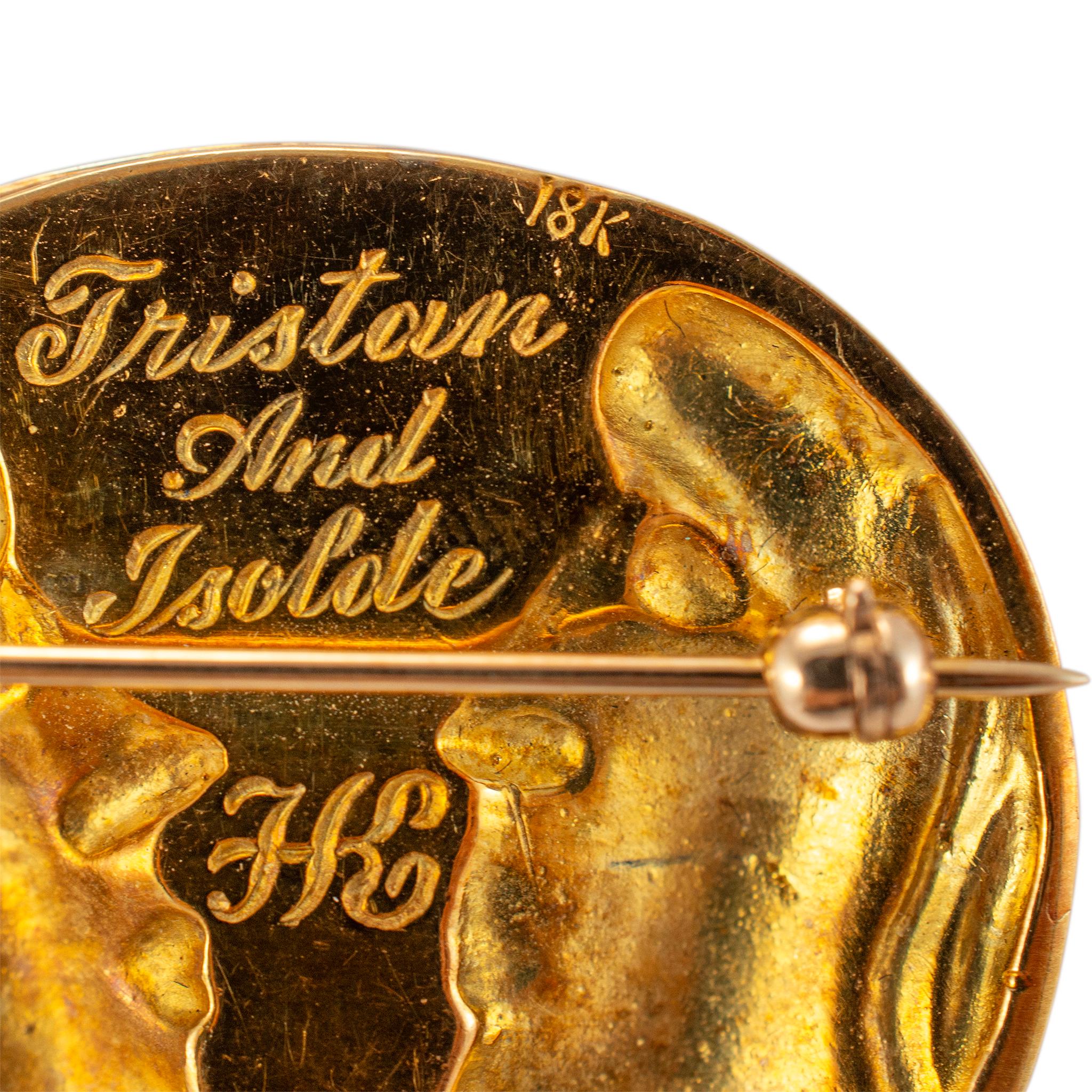Henryk Kaston Broche de oro amarillo de 18 quilates Afterdali Tristán e Isolda Granate Diamante en Excelente estado para la venta en Houston, TX