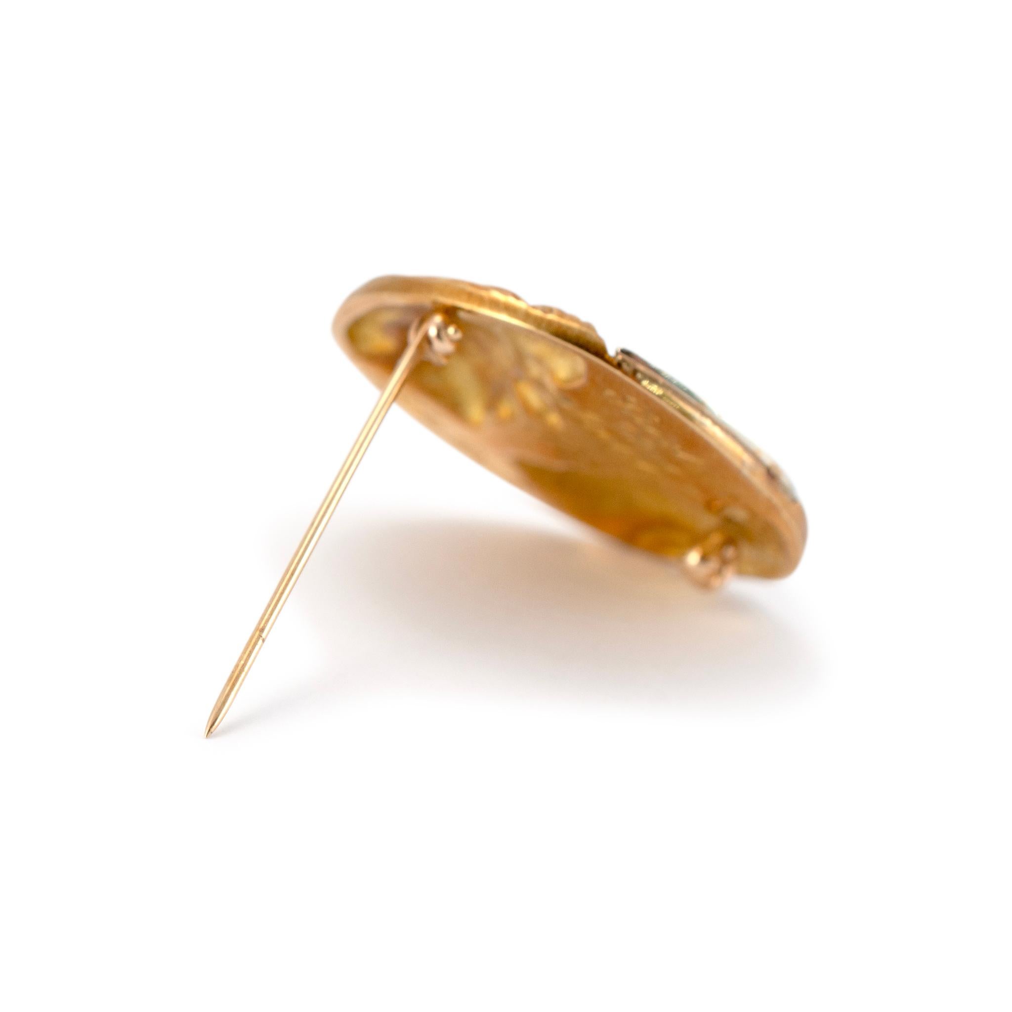 De las mujeres Henryk Kaston Broche de oro amarillo de 18 quilates Afterdali Tristán e Isolda Granate Diamante en venta