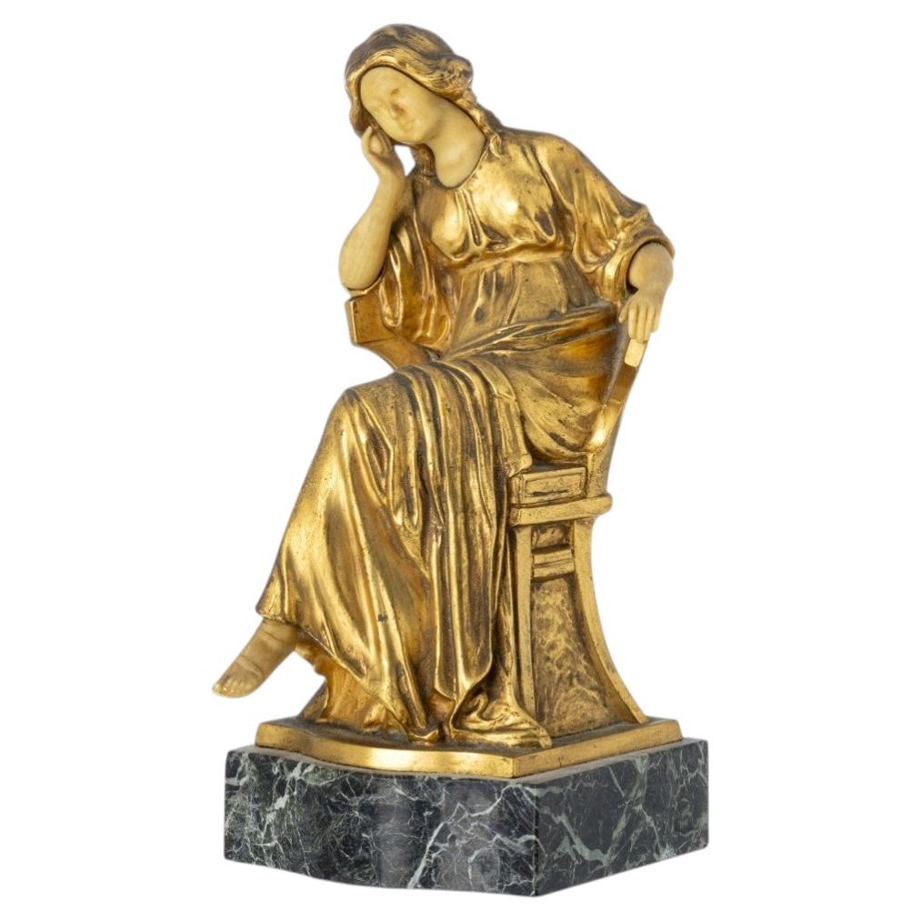 Henryk Kossowski - Gilt Bronze Sculpture on Marble Base - 19th Century For Sale