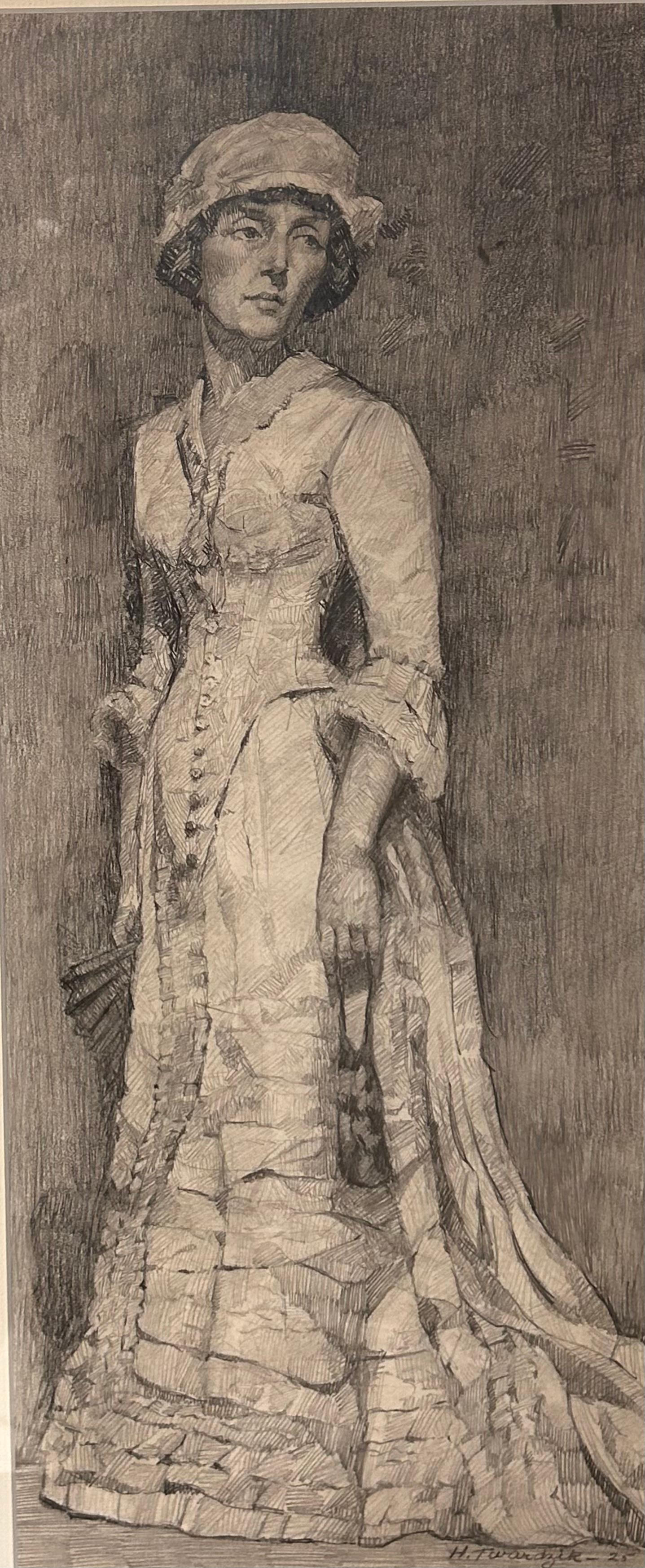 Portrait of Lady - Impressionist Painting by Henryk Twardzik