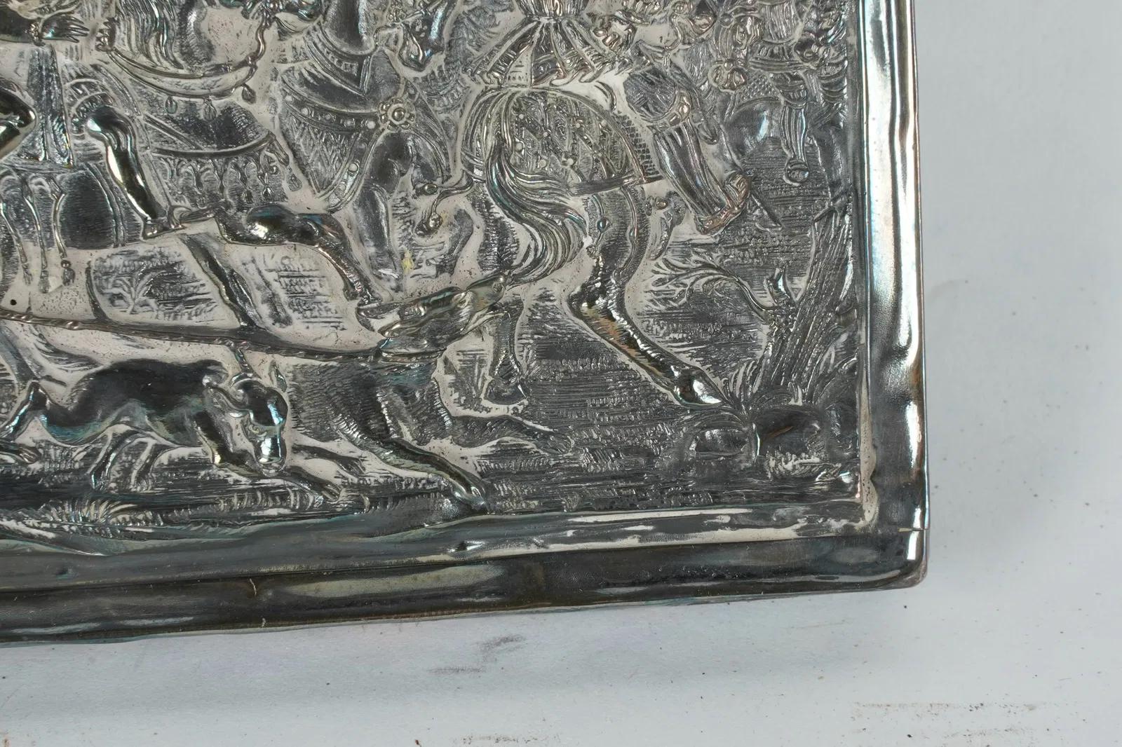 Henryk Winograd, 1917-2008, Battle Scene Sterling Silver Relief Plaque In Good Condition For Sale In Los Angeles, CA