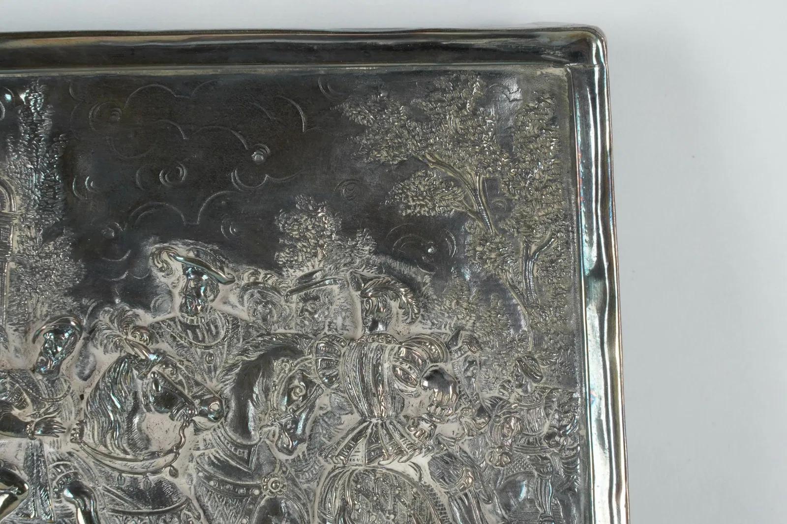 20th Century Henryk Winograd, 1917-2008, Battle Scene Sterling Silver Relief Plaque For Sale