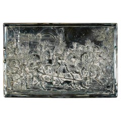 Henryk Winograd, 1917-2008, Battle Scene Sterling Silver Relief Plaque