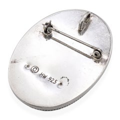 Henryk Winograd HW Sterling Silver Repoussé Woman with Rose Cameo Brooch Pendant