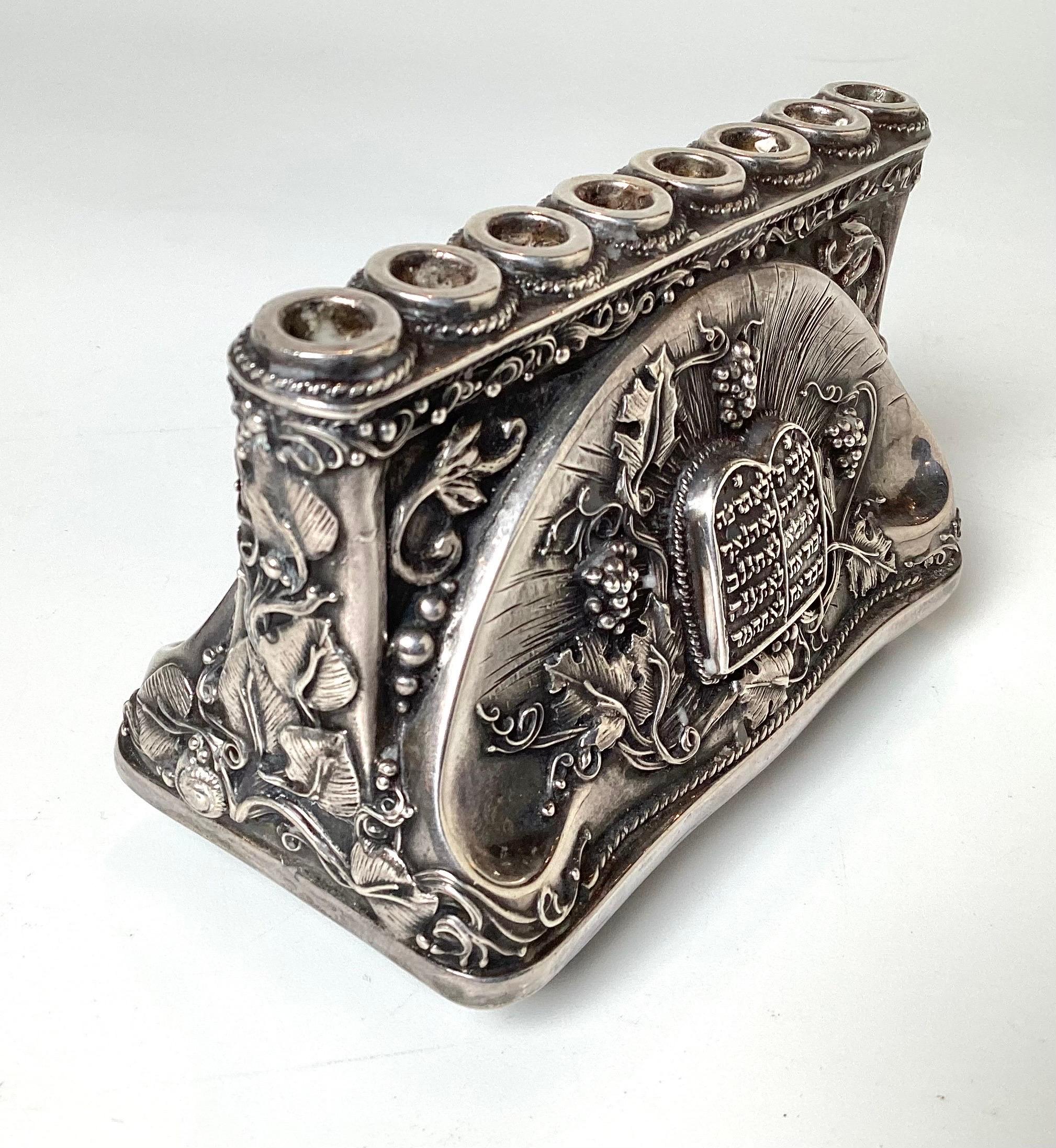 Henryk Winograd Silver Menorah In Good Condition For Sale In Lambertville, NJ