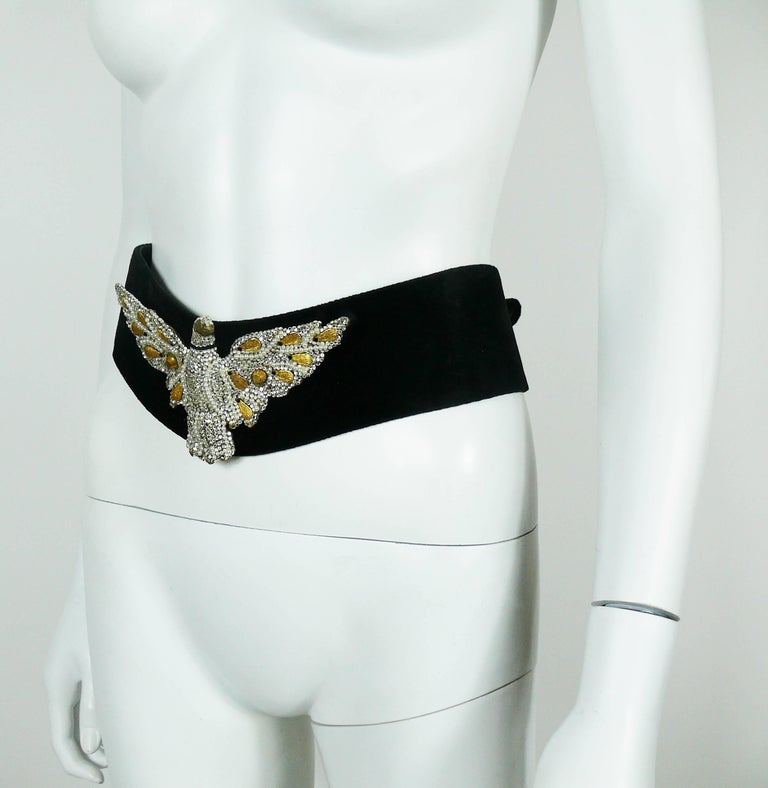 Vintage Henryks Bijoux Vienne jeweled Eagle leather belt Vintage Henryks Bijoux Vienne jeweled Eagle leather belt main image 2