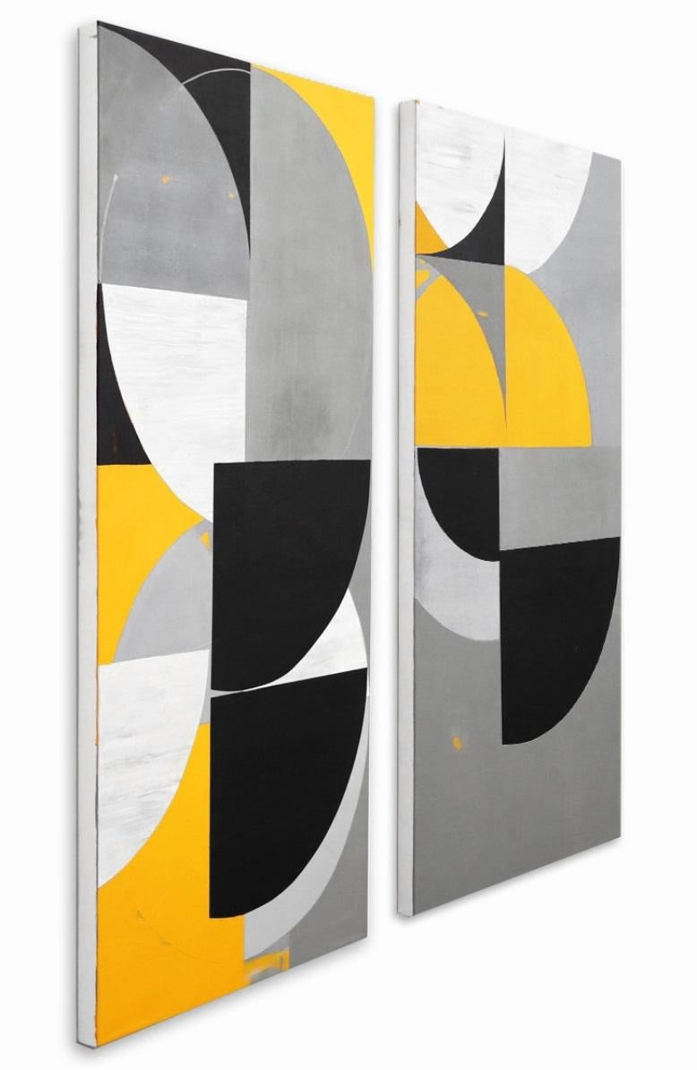 Abeille (Diptyque) - Beige Abstract Painting par Heny Steinberg