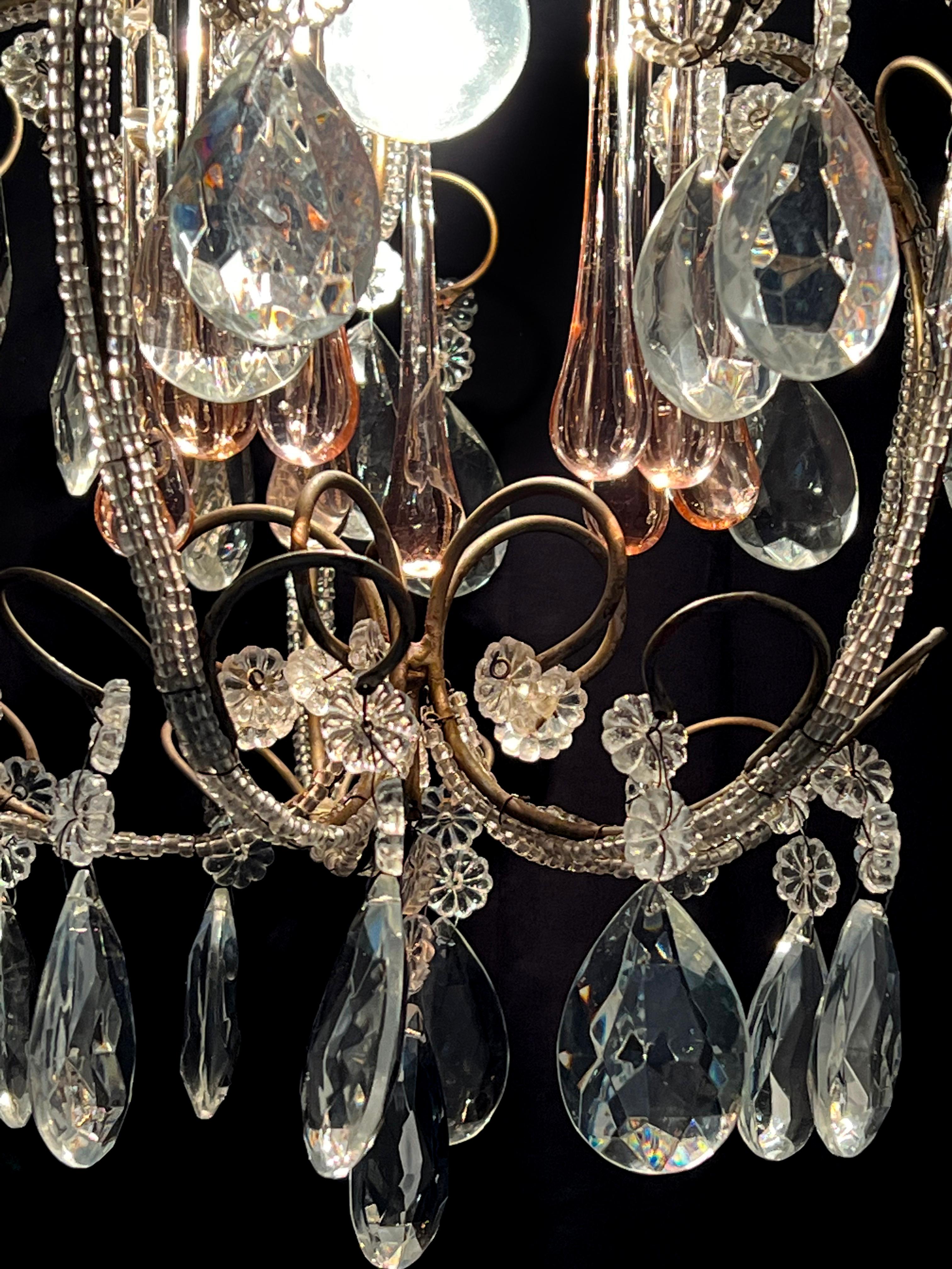 Hepburn's Tears Murano Chandelier 1950s In Excellent Condition For Sale In Budapest, HU